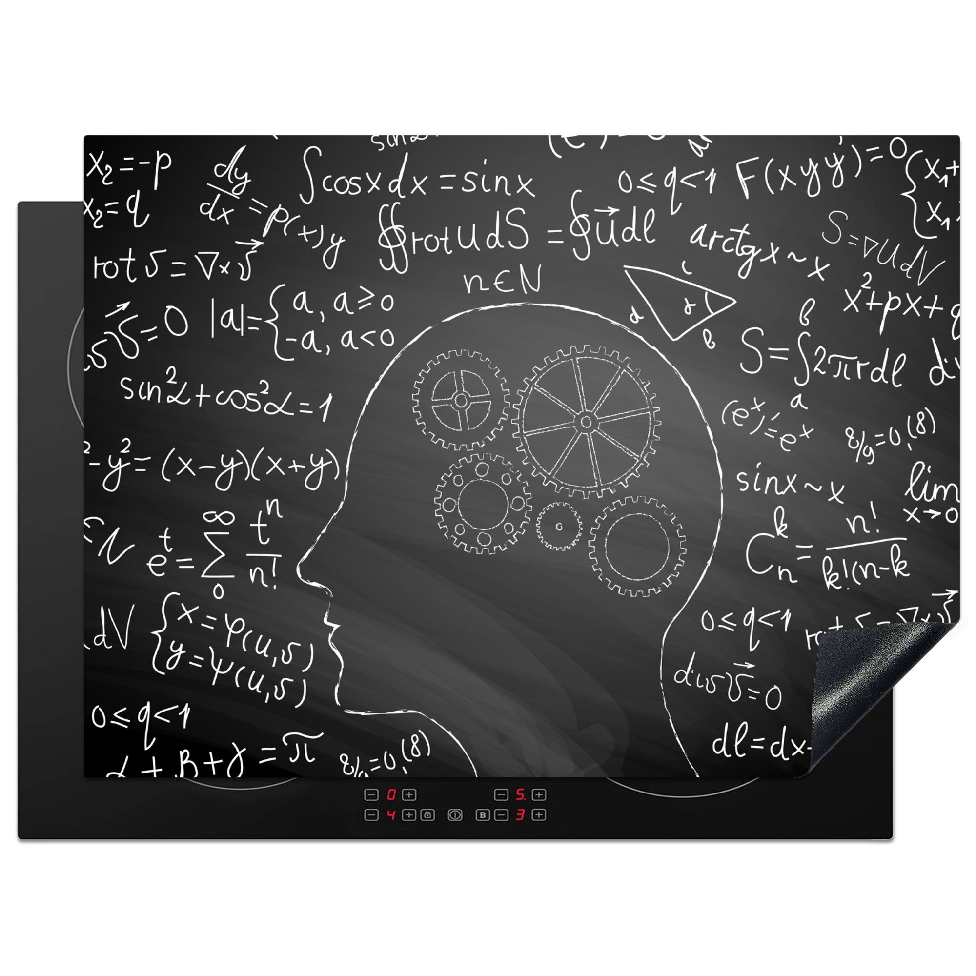 MuchoWow Herdblende-/Abdeckplatte Eine künstliche Illustration des menschlichen Gehirns, Vinyl, (1 tlg), 70x52 cm, Mobile Arbeitsfläche nutzbar, Ceranfeldabdeckung