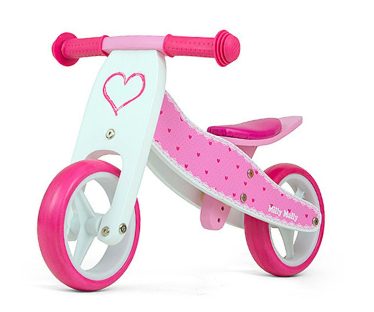 Mally Alter Lauflernrad aus 18M+ • Kinder • Dreirad Hearts Holz Balance Milly Bike 2in1 für Laufrad • Rutscher • LeNoSa