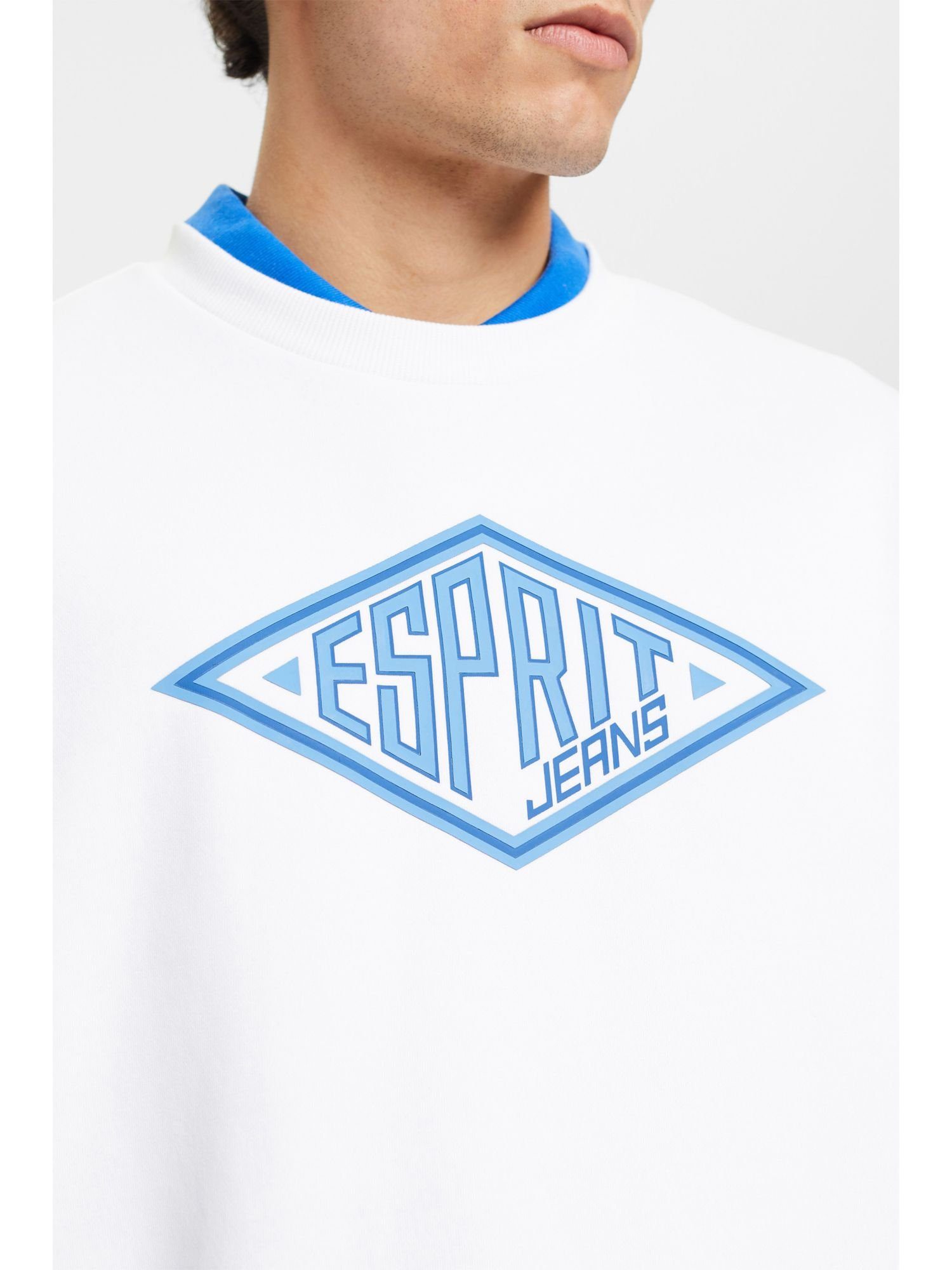 Esprit Sweatshirt (1-tlg) Logoprint Rundhals-Sweatshirt mit WHITE