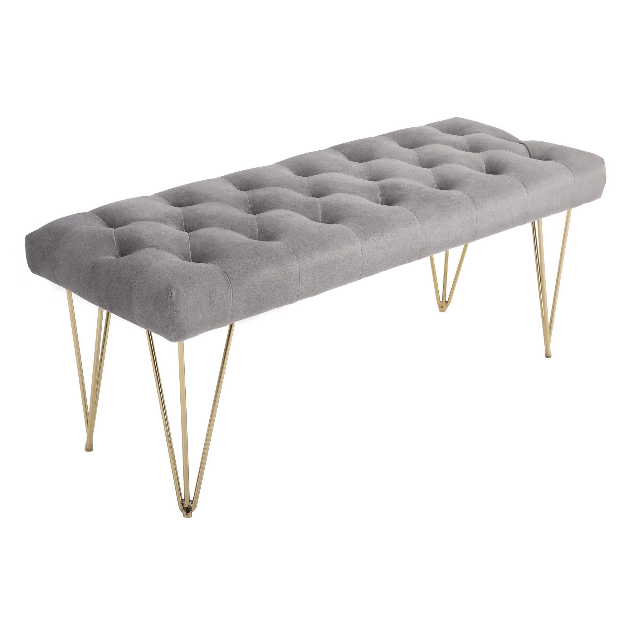 REDOM Polsterbank graue Velvet-Sitzbank, gepolstert, als Schuhbank & Flurmöbel (Packung, 1-St., Weiche & pflegeleichte Sitzgelegenheit mit edler Samtoptik), 116x44,5x49 cm Vielseitig für Eingangsbereich, Wohnzimmer