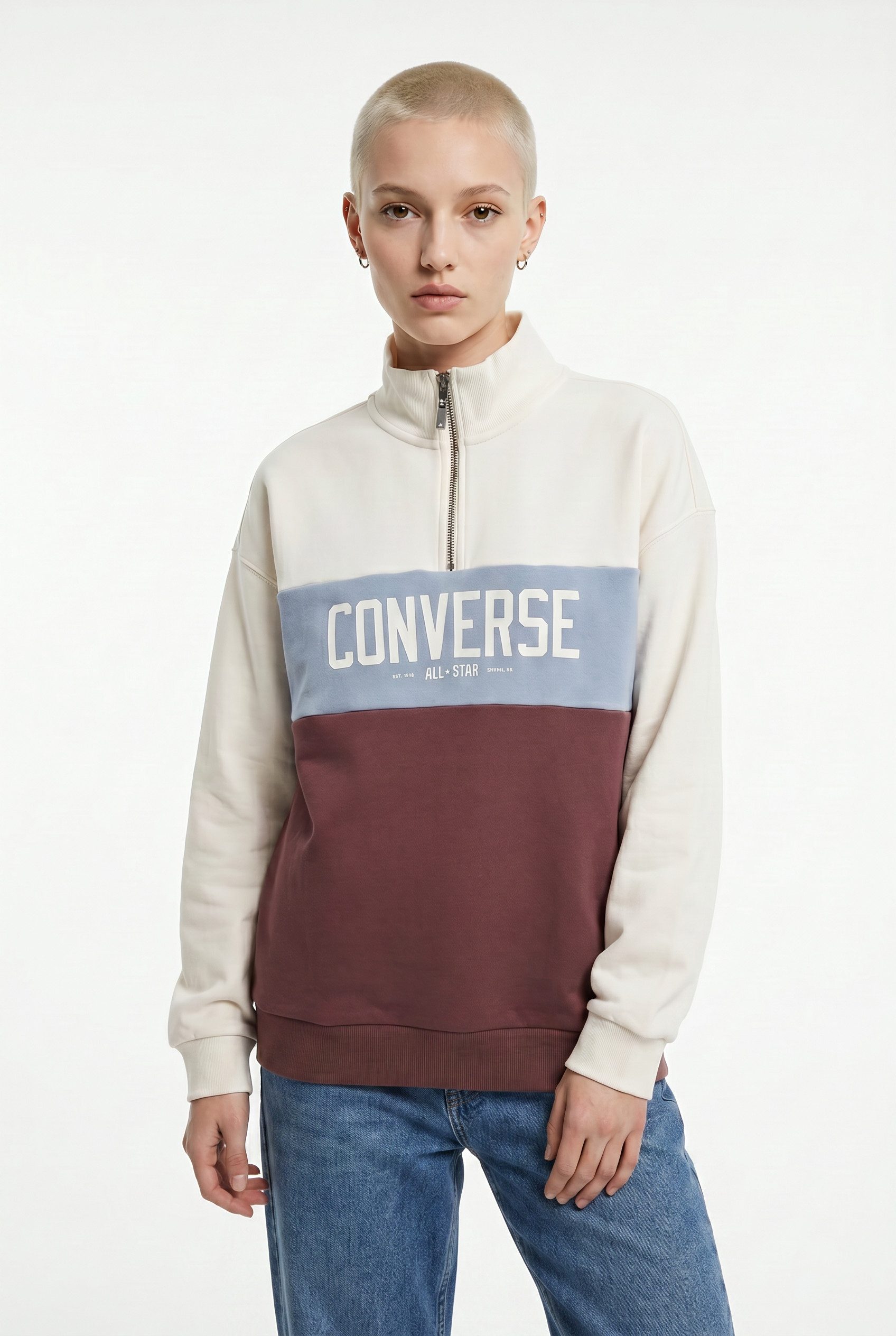 Converse Sweatshirt WOMEN'S CONVERSE HALF-ZIP COLORBLOCKED PULLOVER