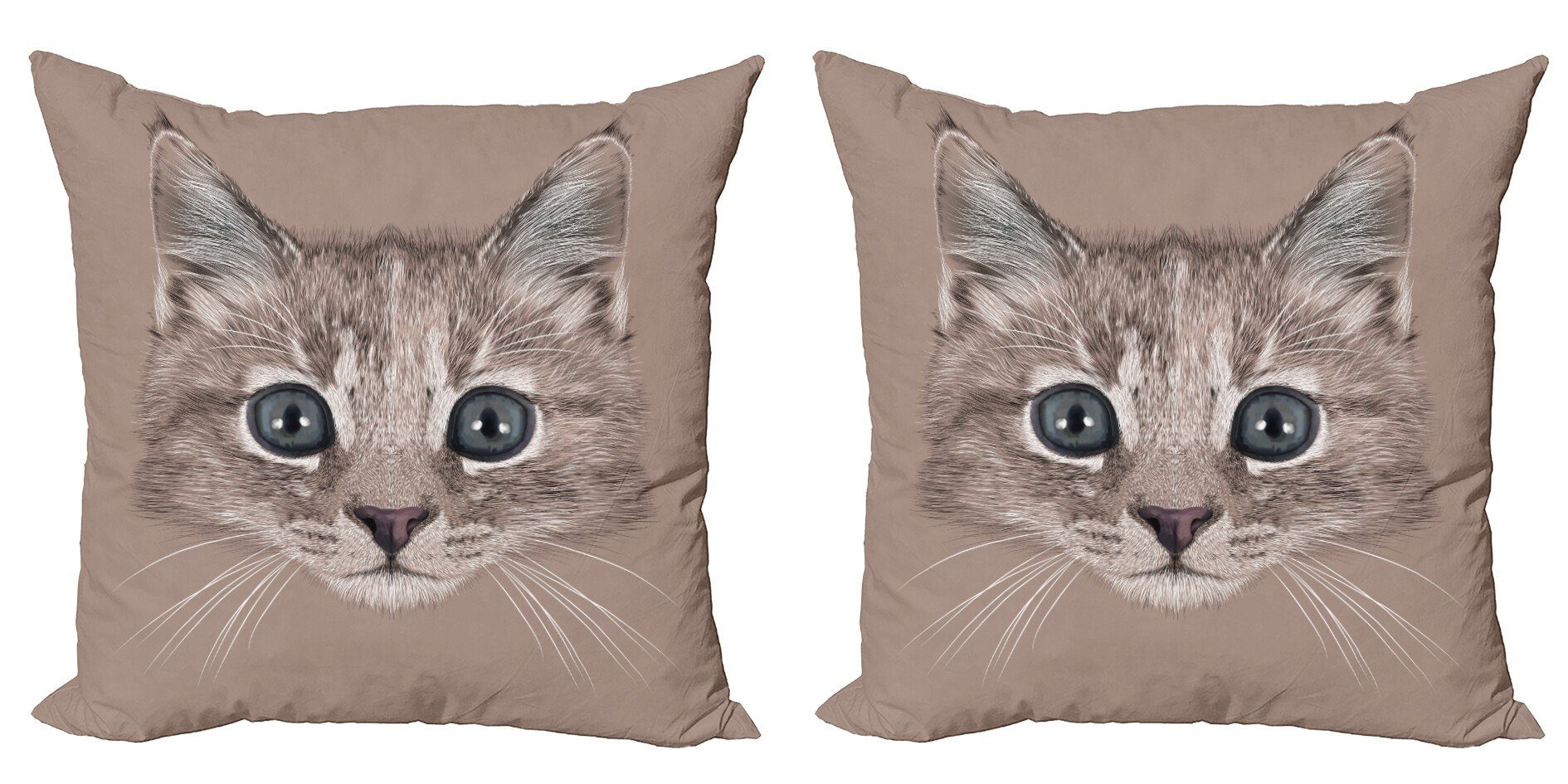 Kissenbezüge Modern Accent Doppelseitiger Digitaldruck, Abakuhaus (2 Stück), Tier Hauskatze Gesicht | Kissenbezüge