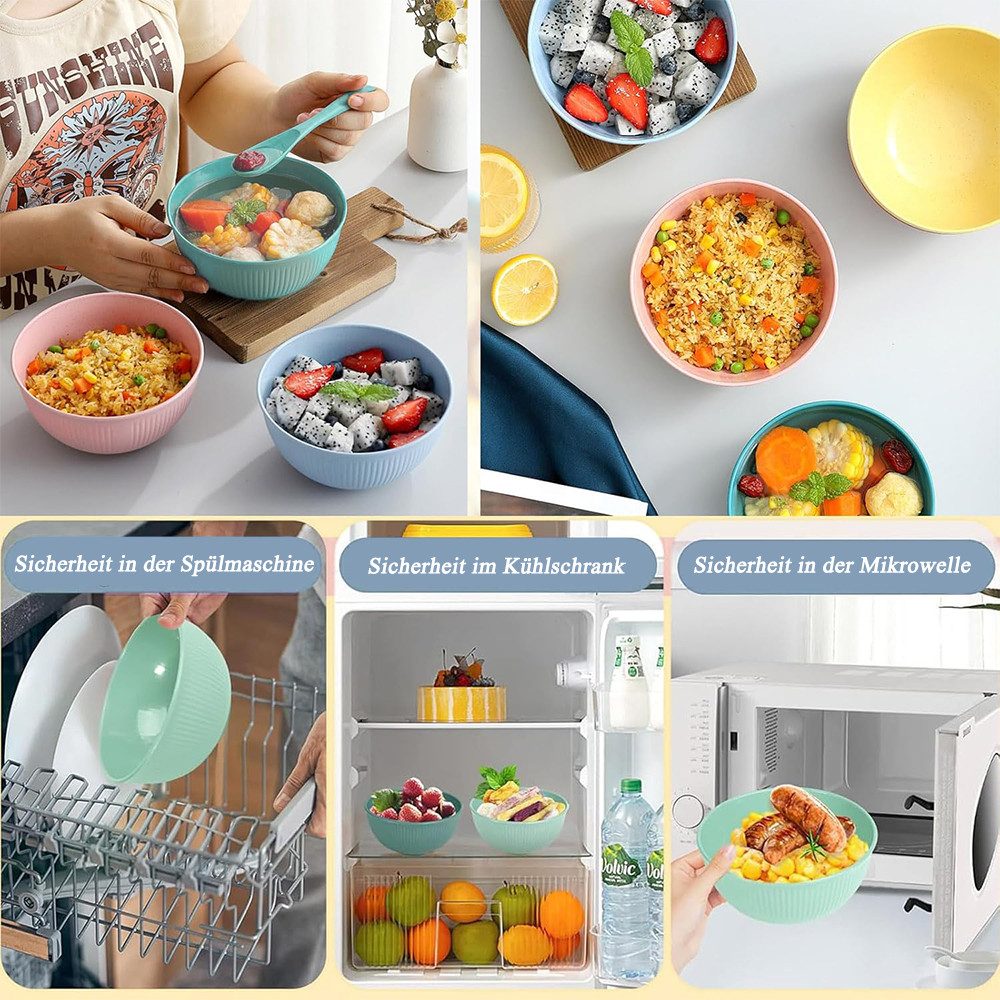 TUWENA Müslischale 6 Stück Unzerbrechliche Müslischalen,Frühstücksschüsseln, Salatschalen, (6-tlg), BPA frei, mikrowellenfest & spülmaschinenfest & wiederverwendbare