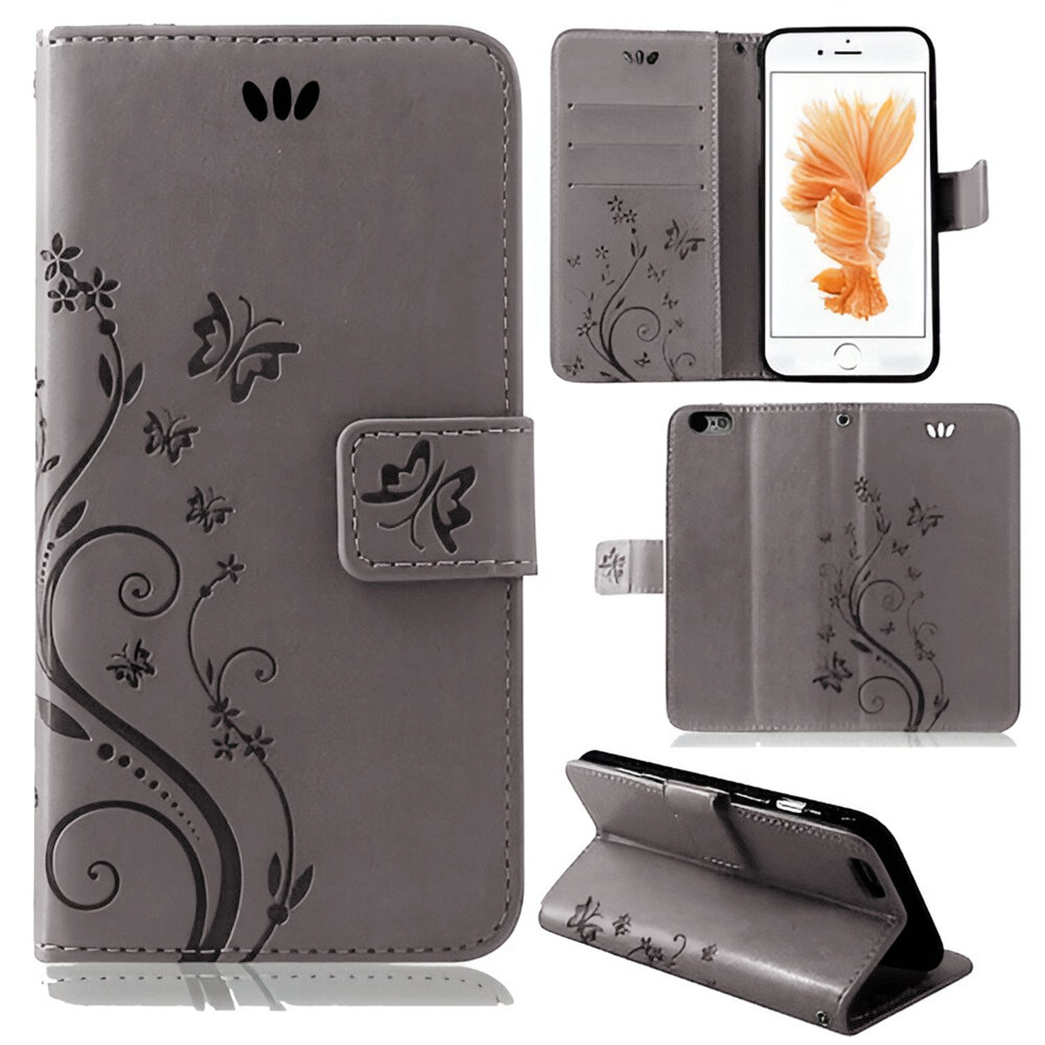 betterfon Handyhülle Handytasche für Apple iPhone Klapphülle Klapphülle, Bookstyle-Hülle: Magnetverschluss 3 Kartenfächer & Standfunktion