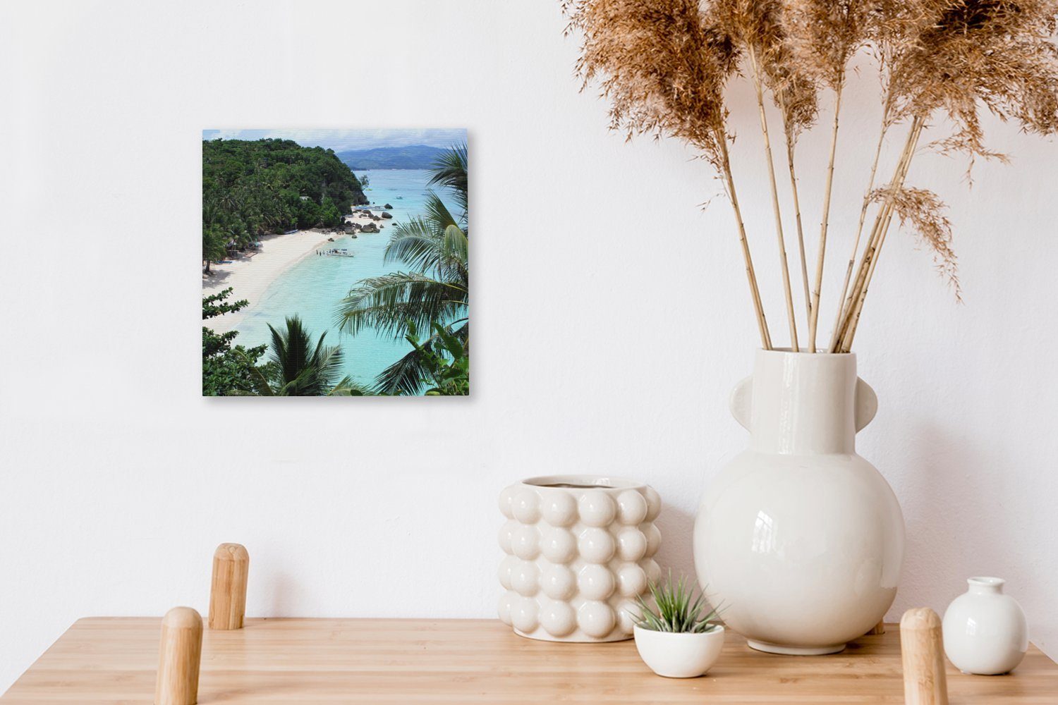 OneMillionCanvasses® Leinwandbild Grüne Natur und Schlafzimmer der Strände für auf Boracay, Wohnzimmer Bilder weiße Insel Leinwand St), (1