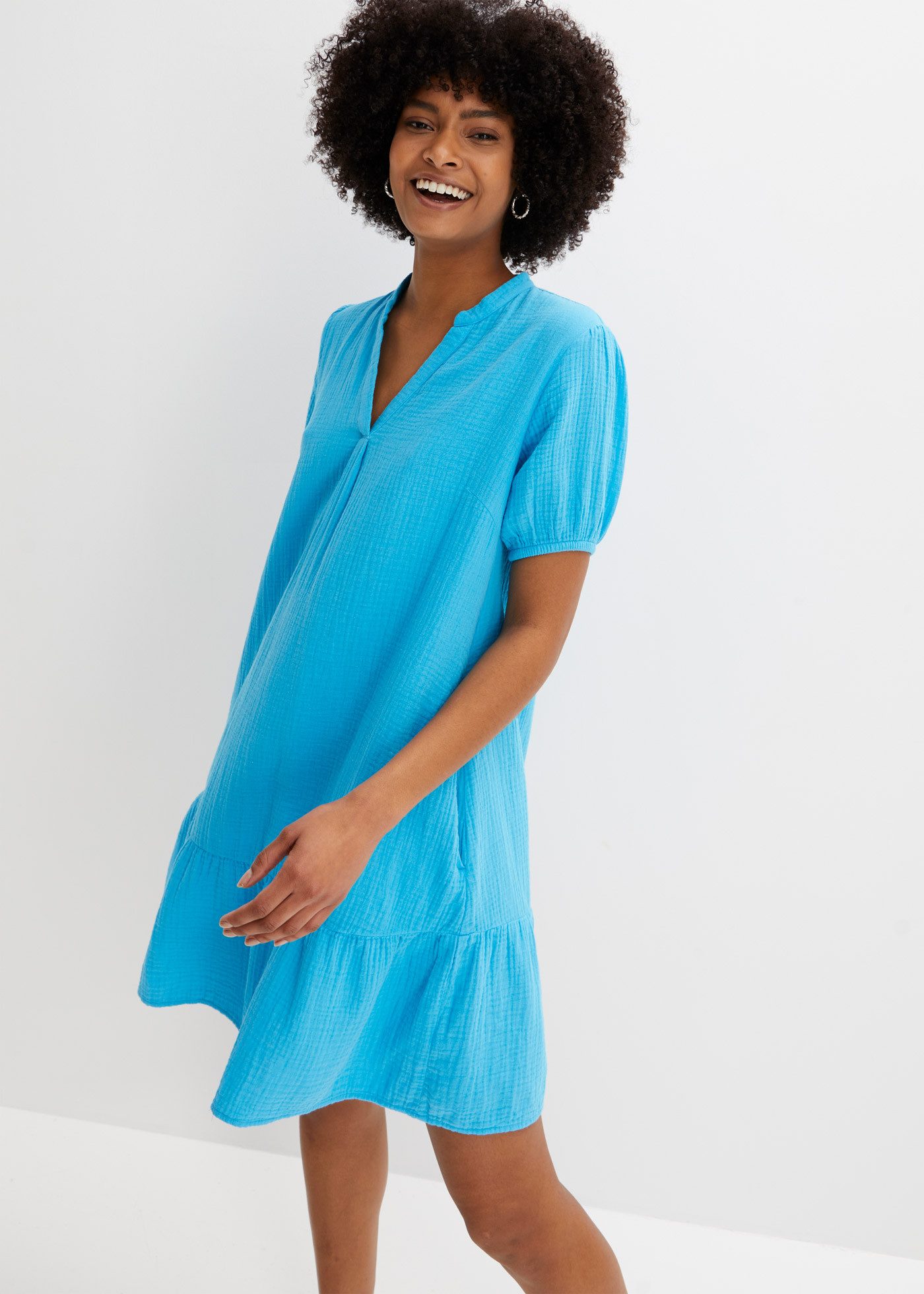 bonprix Minikleid für Frühjahrs- und Sommertage, aus Baumwolle, aus Musseli günstig online kaufen