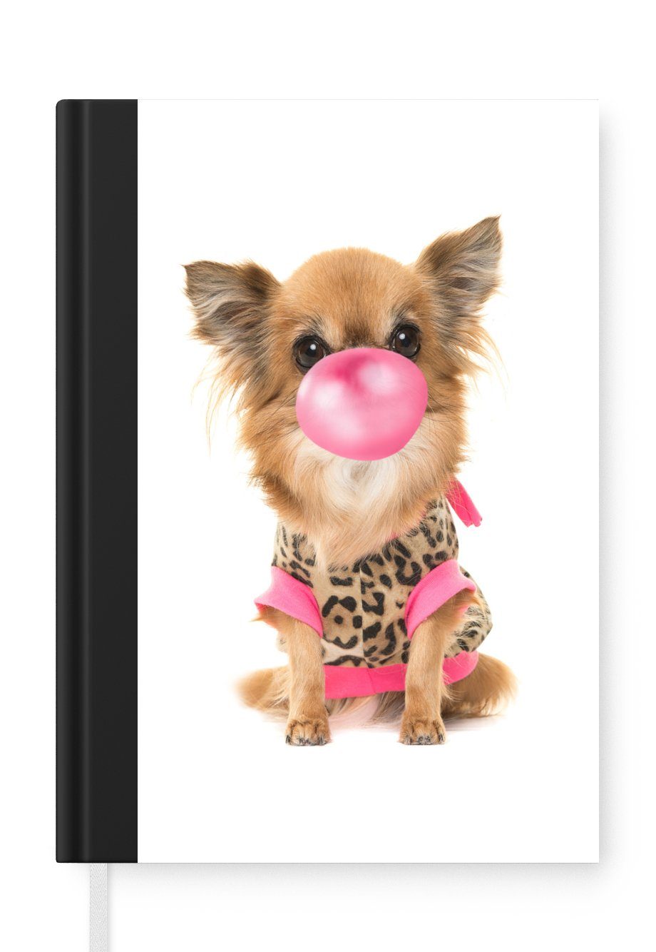 MuchoWow Notizbuch Für Kinder - Hund - Kaugummi - Rosa - Mädchen - Kinder, Journal, Merkzettel, Tagebuch, Notizheft, A5, 98 Seiten, Haushaltsbuch