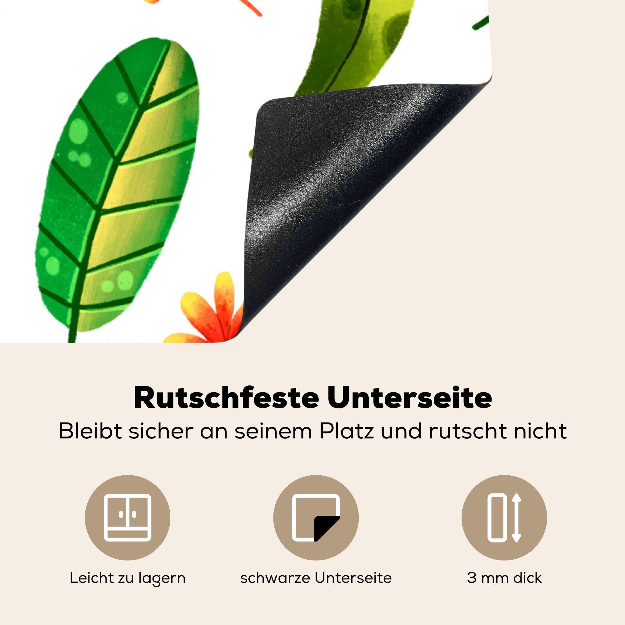 MuchoWow Herdblende-/Abdeckplatte Dschungel - Farben (1 Blätter, Arbeitsplatte - Ceranfeldabdeckung, küche 78x78 für tlg), cm, Vinyl