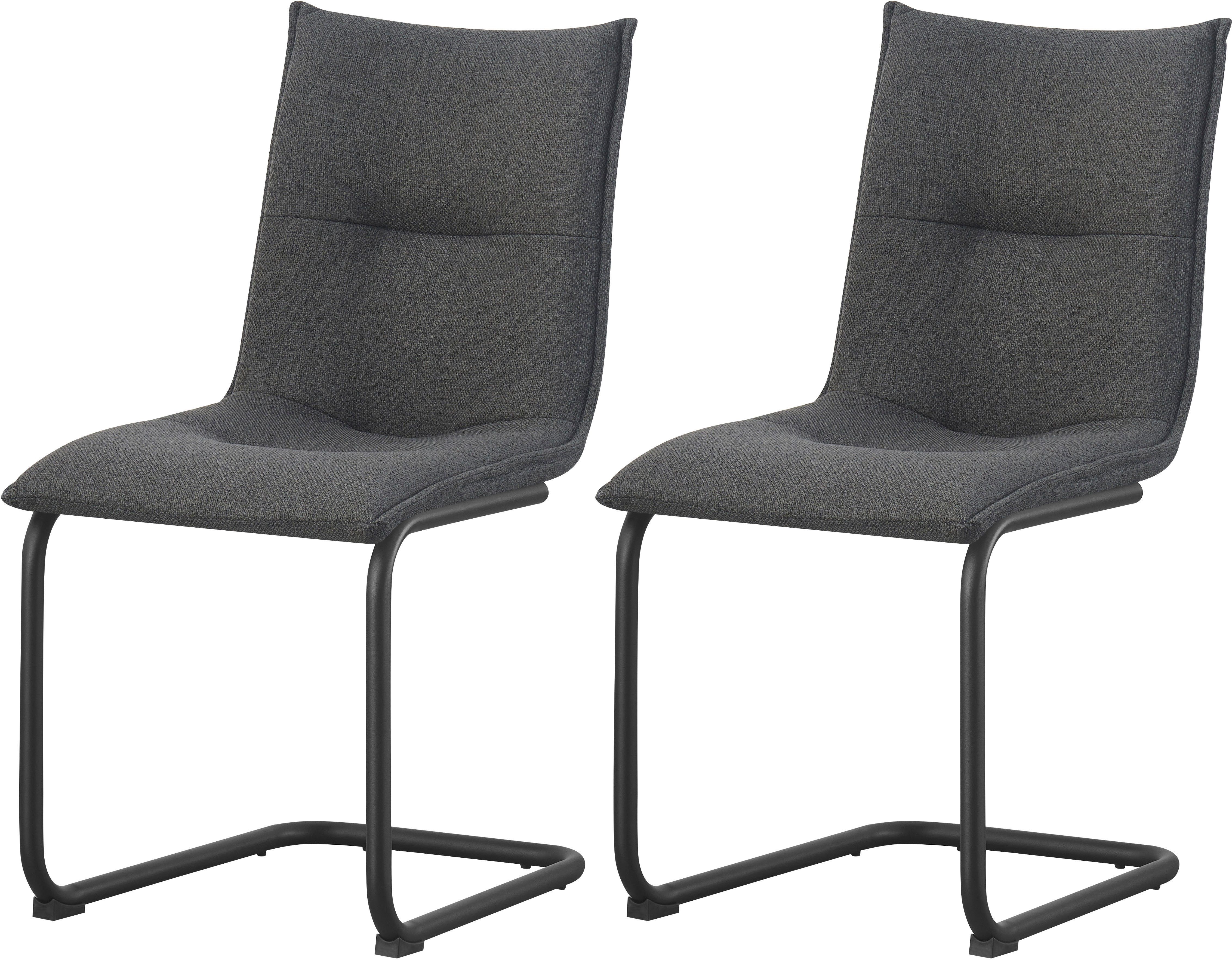 Home affaire Esszimmerstuhl SARNIA, 2er Set, mit Metallgestell in matt schwarz (Set, 2 St), in verschiedenen Farben, Belsatbarkeit pro Stuhl 120 kg, Velour Stoff