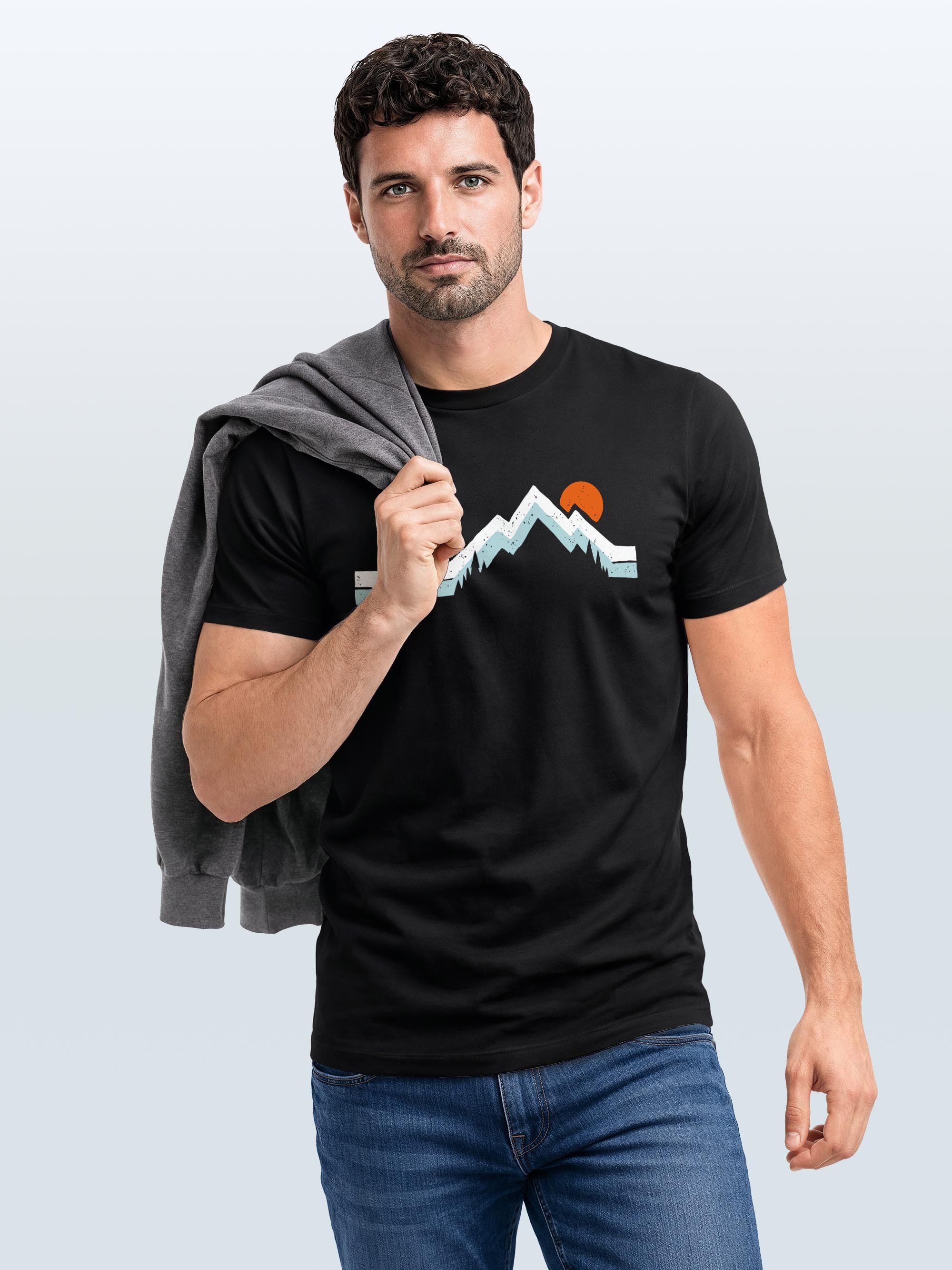 Neverless Print-Shirt Herren T-Shirt Berg Wandern Natur Outdoor Printshirt mit Aufdruck mit Print