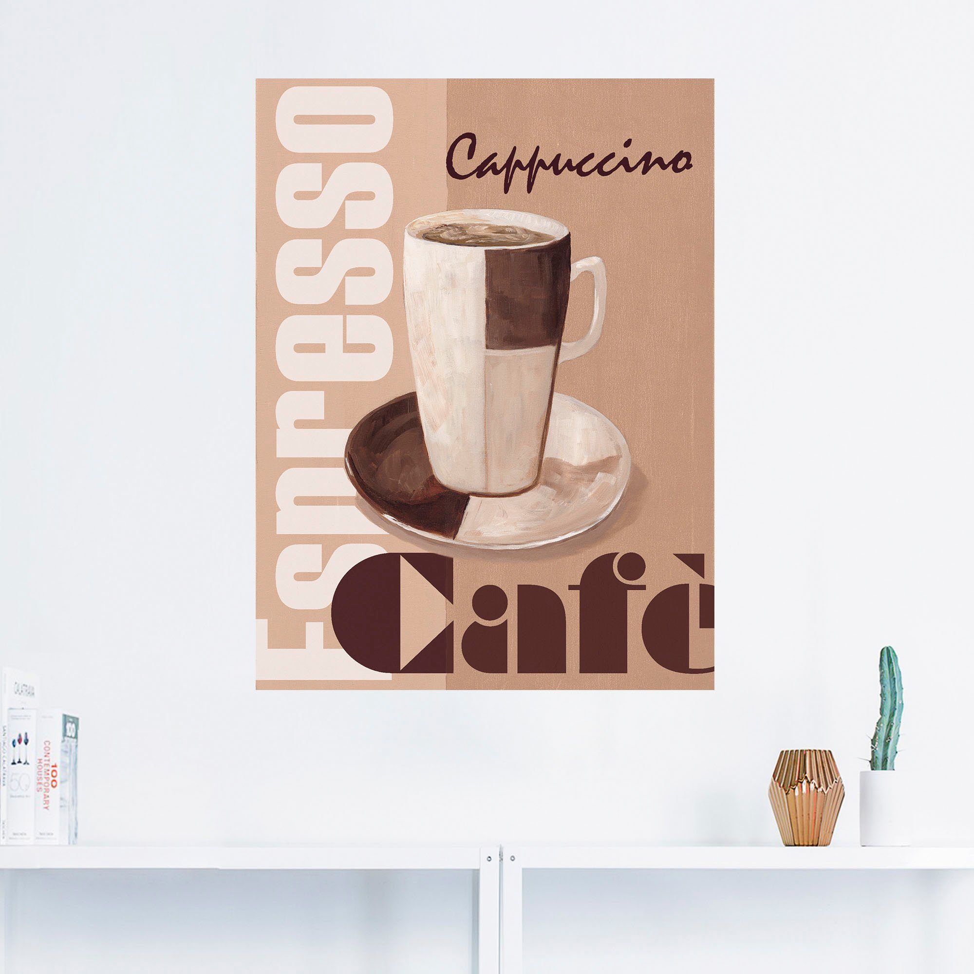 Artland Wandbild Cappuccino - Getränke (1 Produktarten Wandaufkleber als Poster Alubild, in St), Größen, Verschiedene versch. Größen Leinwandbild, Kaffee, & oder