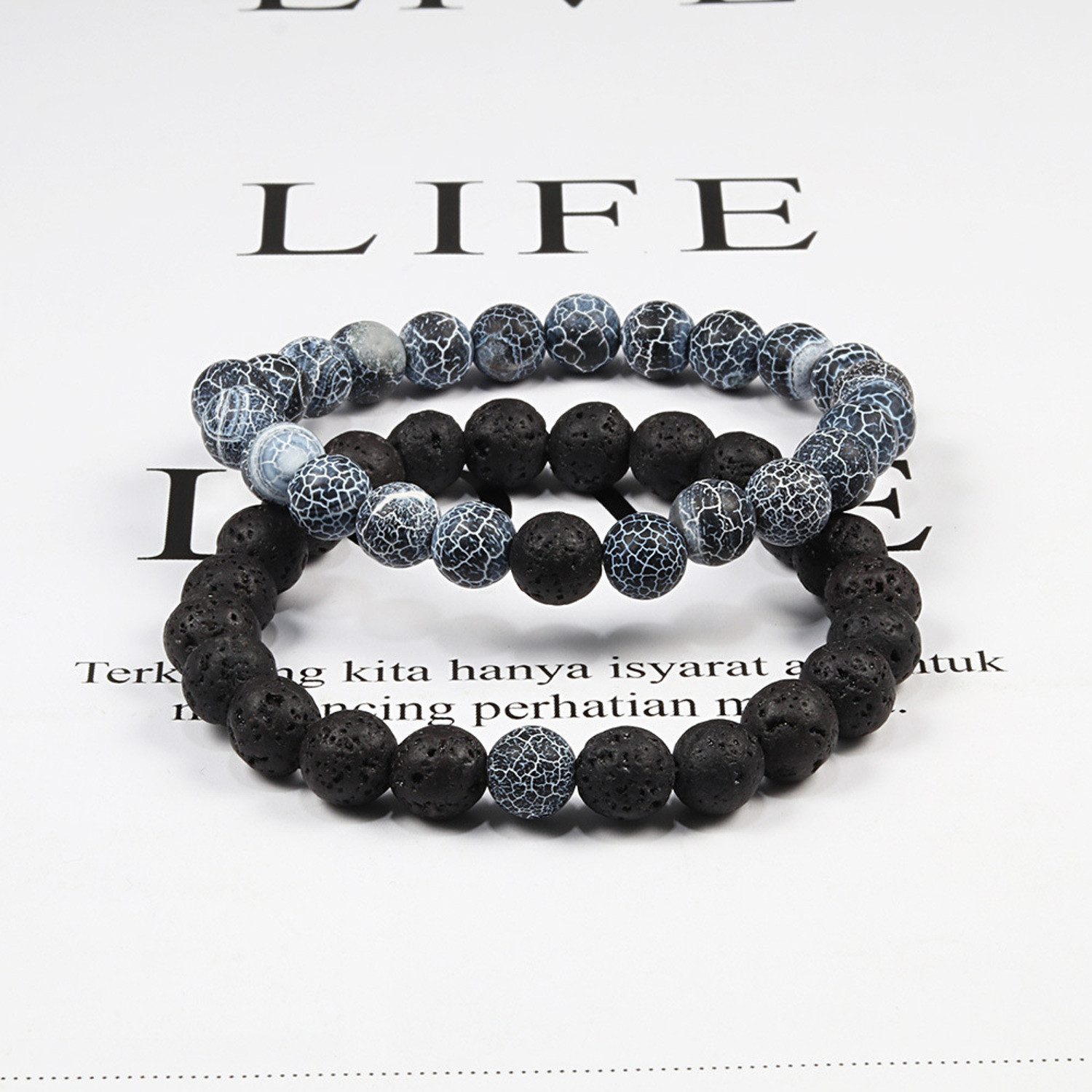 KARMA Perlenarmband Set Damenarmband Lavasteine 2 günstig online kaufen