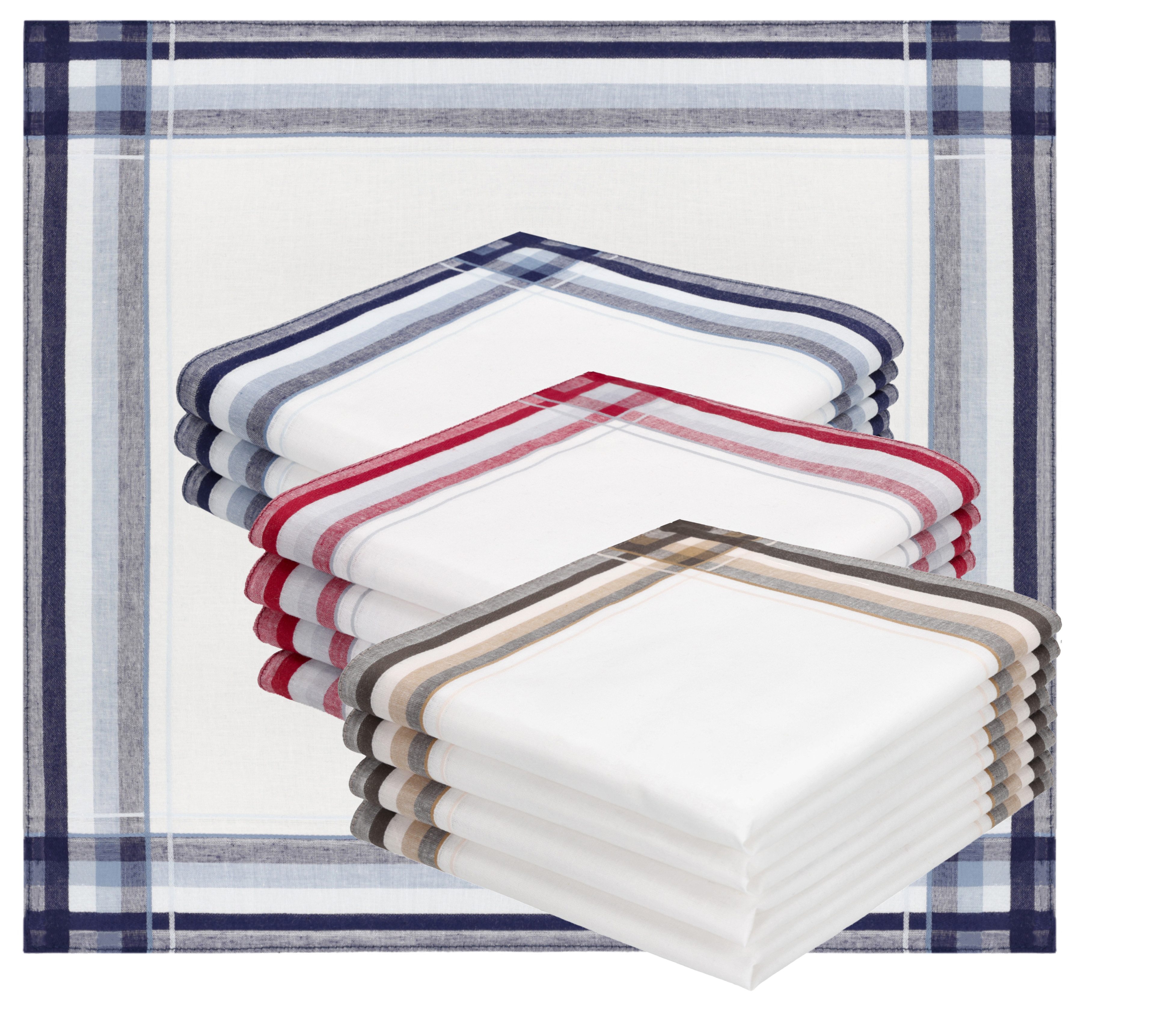 Betz Taschentuch 12 Stück Herren Stoff Taschentücher Set LUX 3 40x40cm
