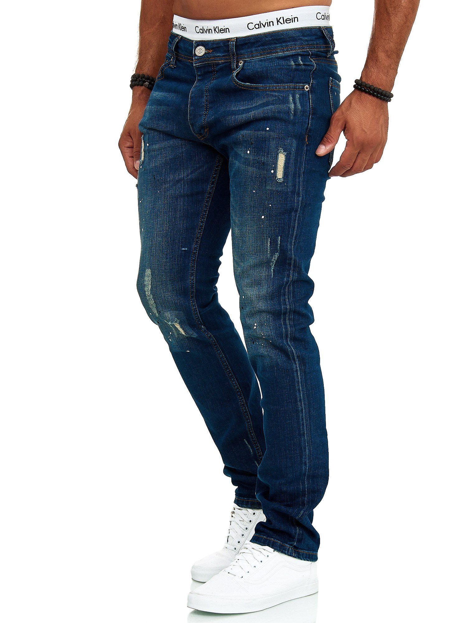 (Jeanshose OneRedox 1-tlg) Straight-Jeans Business Designerjeans Freizeit J-700C Casual Bootcut, Blau 707