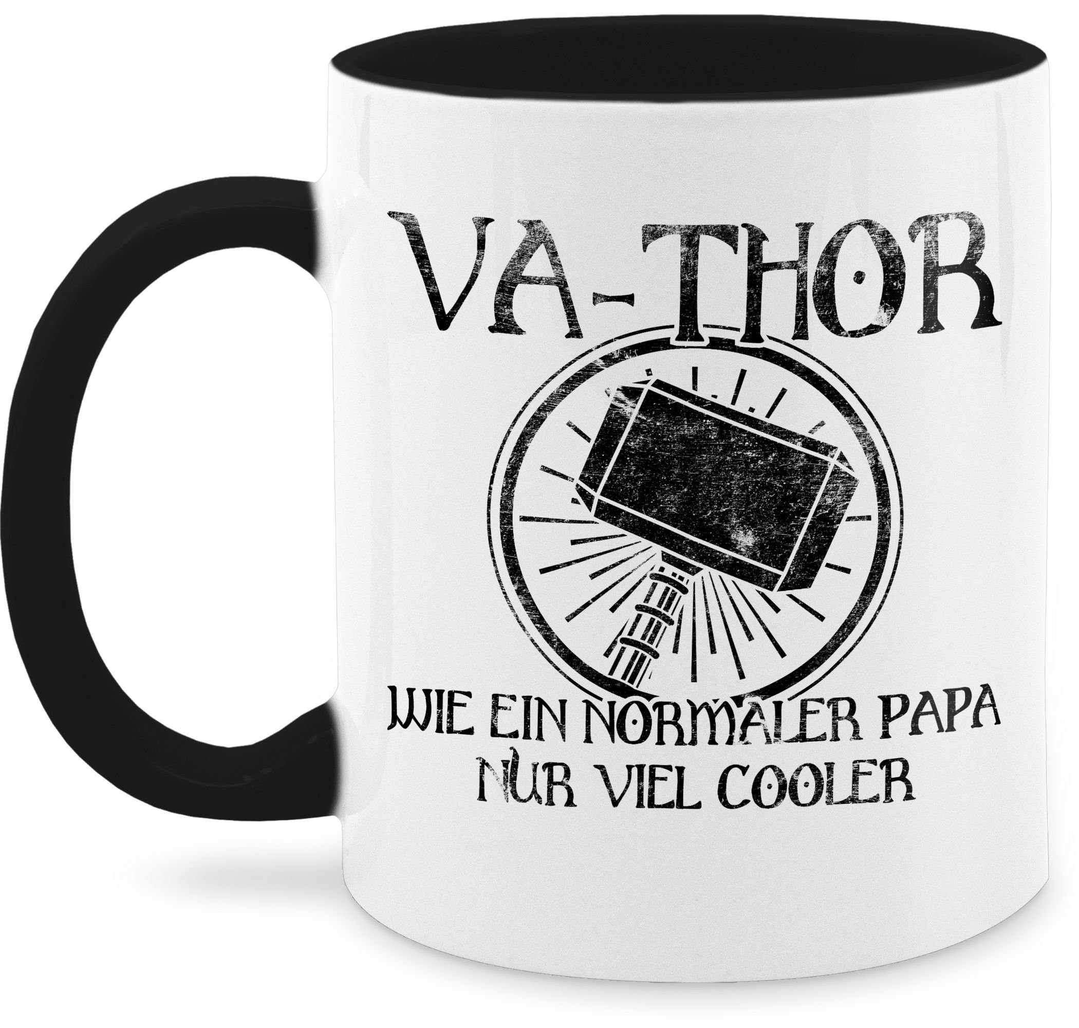 Shirtracer Tasse Vathor wie ein normaler Papa nur viel cooler - schwarz, Keramik, Geschenk Vatertag Kaffeetasse 1 Schwarz