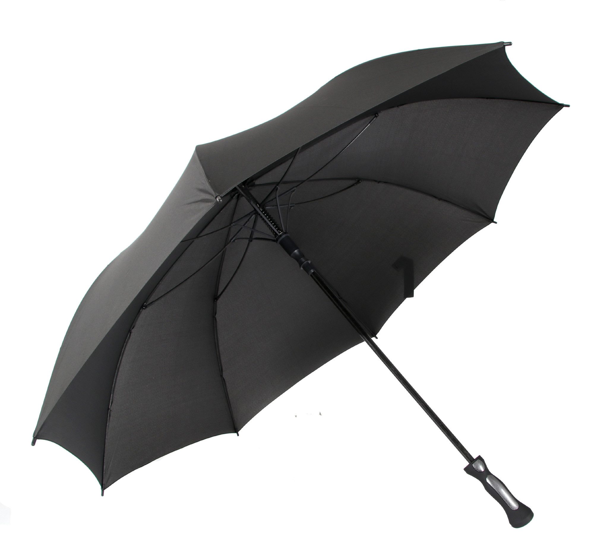 Stockregenschirm Teleskop Regenschirm in Schwarz ⌀130 cm mit Gummi-Handgriff