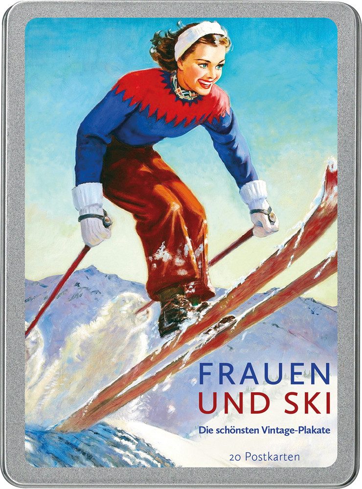 Papermoon Postkarte Frauen und Ski: Die schönsten Vintage-Plakate
