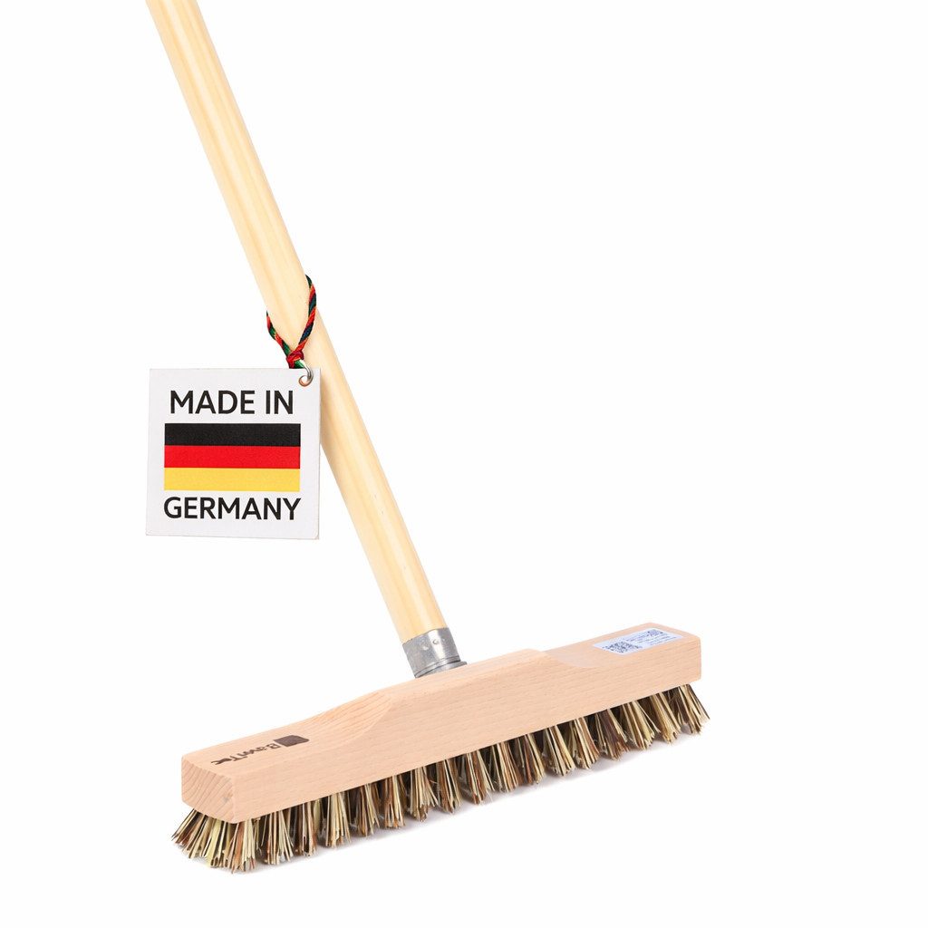 BawiTec Reinigungsbürste Rheinischer Wischer mit Stiel Haushalt Schrubber Stiel Bodenwischer, Innenbereich, Aussenbereich, schmale form