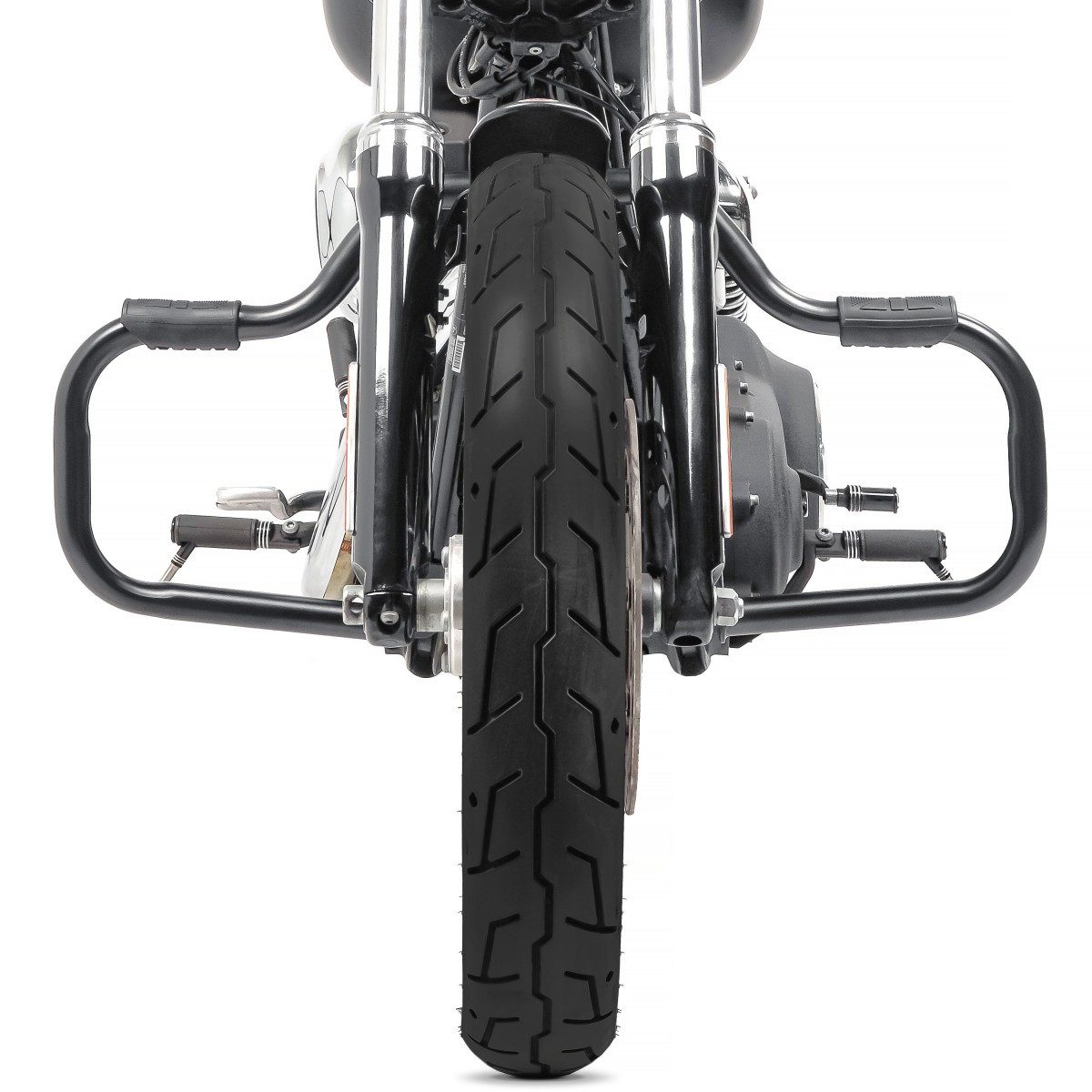 Craftride Motor-Schutzhülle Sturzbügel für Harley Davidson Dyna Street Bob 06-17 # Mustache schwar