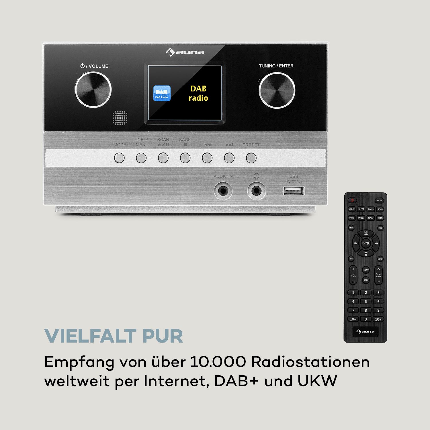 Auna Connect System S Stereoanlage (Internet/DAB+/FM Radio, 5 W, Internetradio Küchenradio Digitalradio mit Bluetooth Musikanlage)