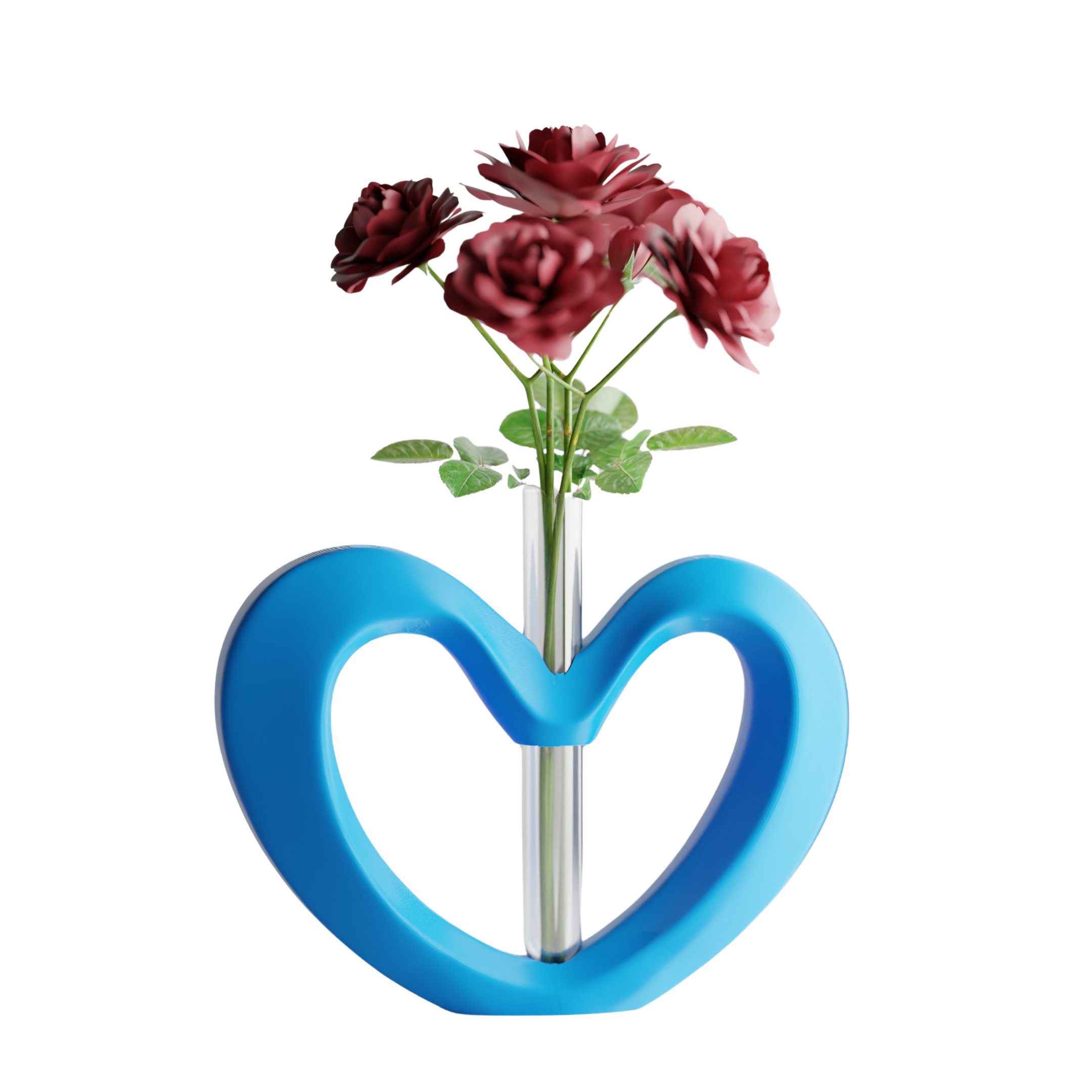 Shapes - Decorations Dekovase Herzvase, Deko in Herzform mit Glasröhrchen, Valentinstag Geschenk, Glasröhrchen für einzelne Blume