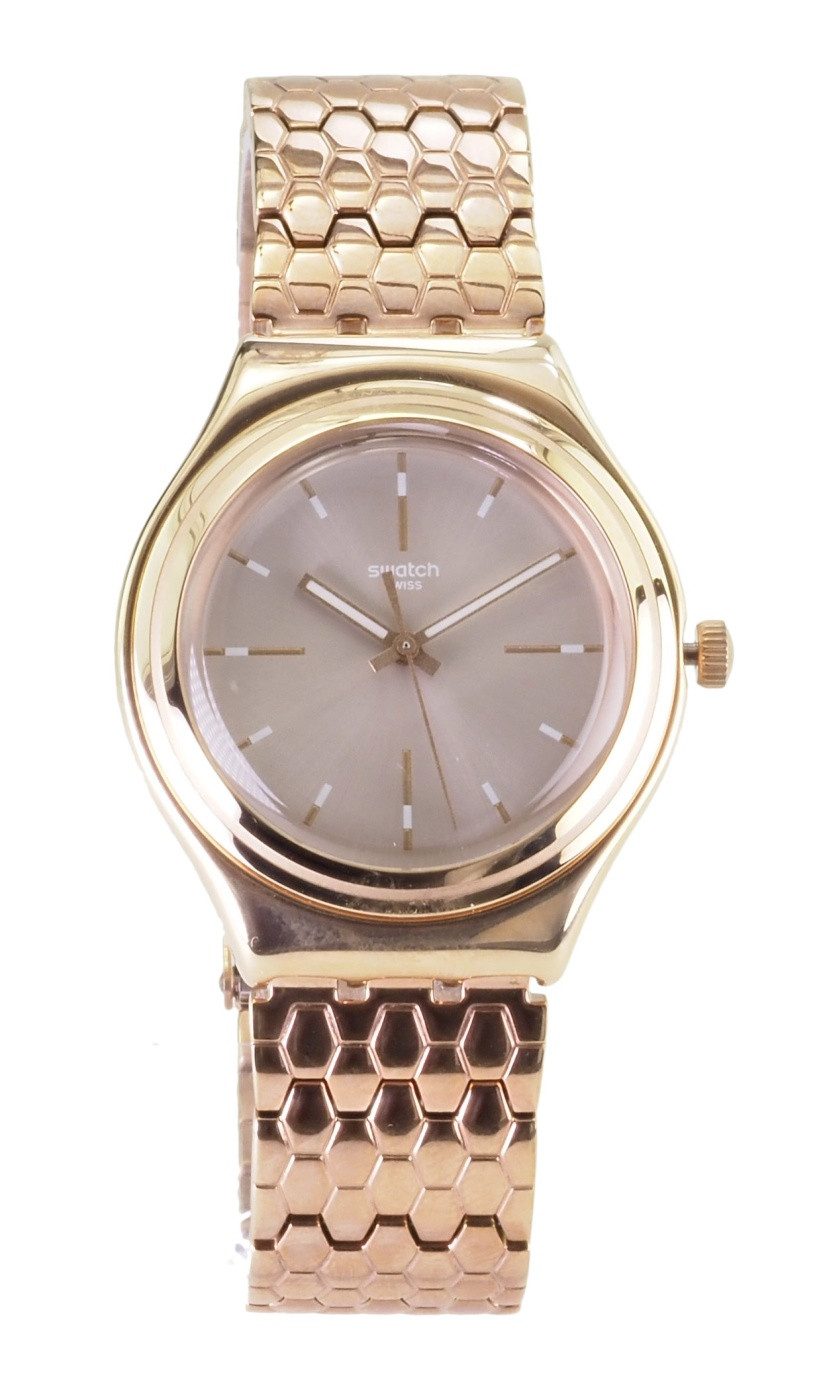 Swatch Quarzuhr Swatch Damen Quarz Uhr YGG103G BRONZILLA X101, (Rosegold)