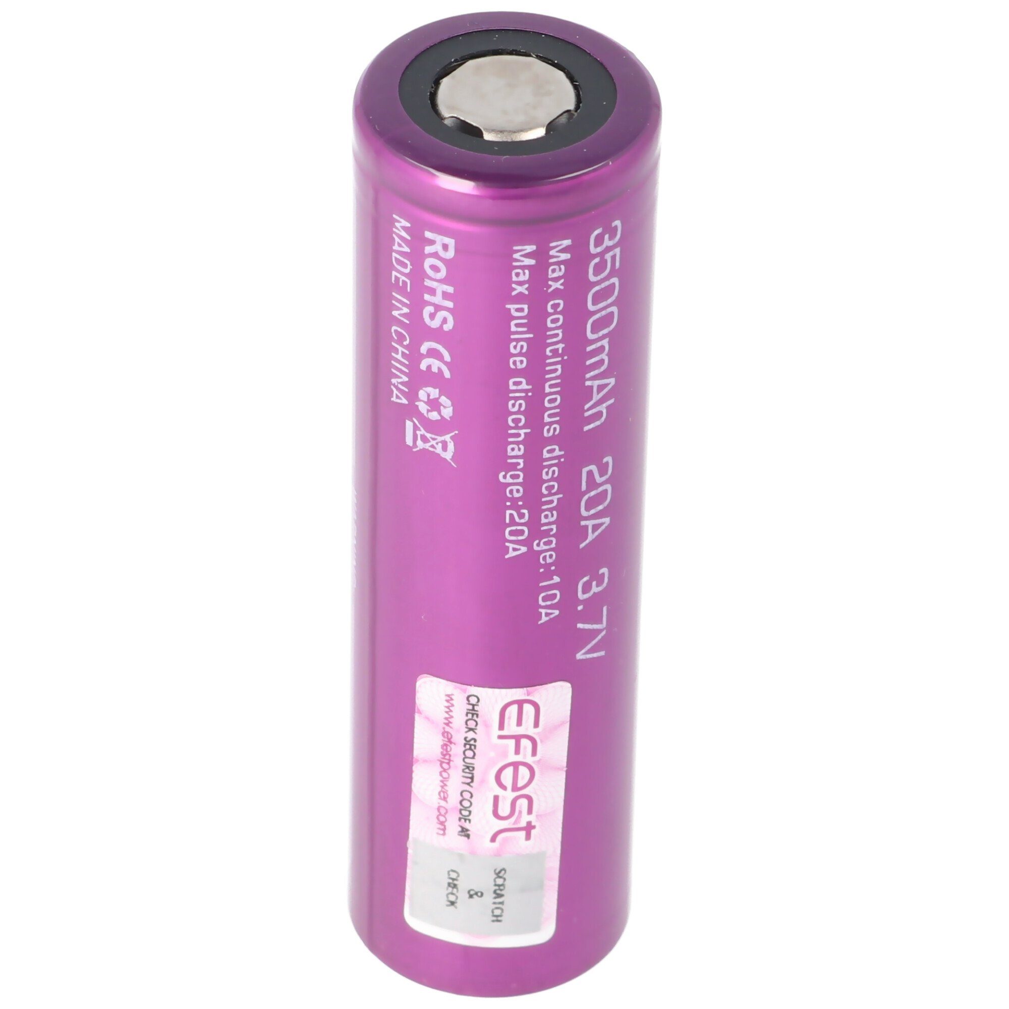 EFEST Efest Purple IMR 18650 3500mAh Li-Ion 3,6V - 3,7V Flat Top Akku 3500 mAh (3,7 V)