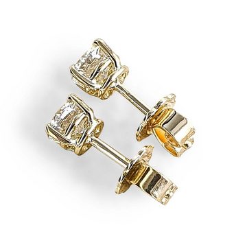 Webgoldschmied Paar Ohrstecker Diamant Ohrstecker 750 Gold mit 2 Diamanten Brillanten 0,80 F/IF, handgearbeitet