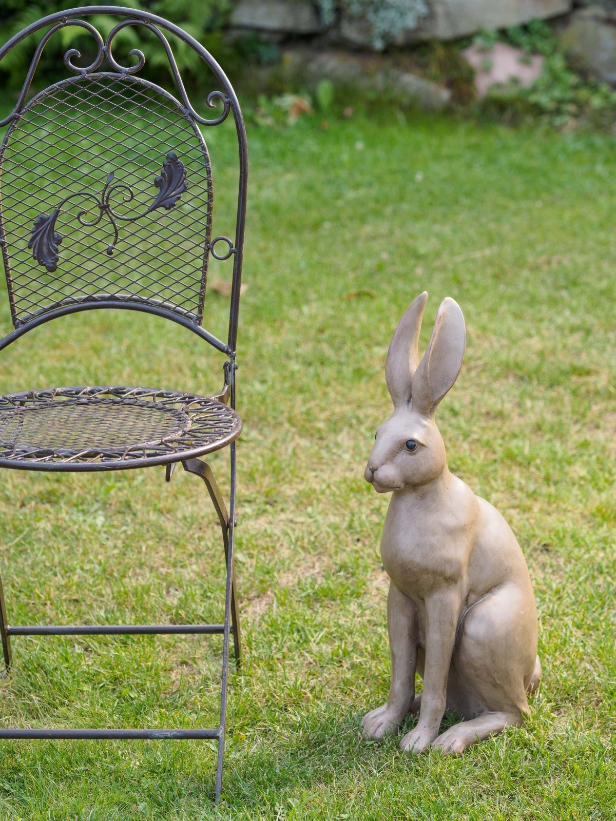 Aubaho Gartenfigur XL Hase Haus Tierwelt Garten Deko Osterhase Figur Kaninchen