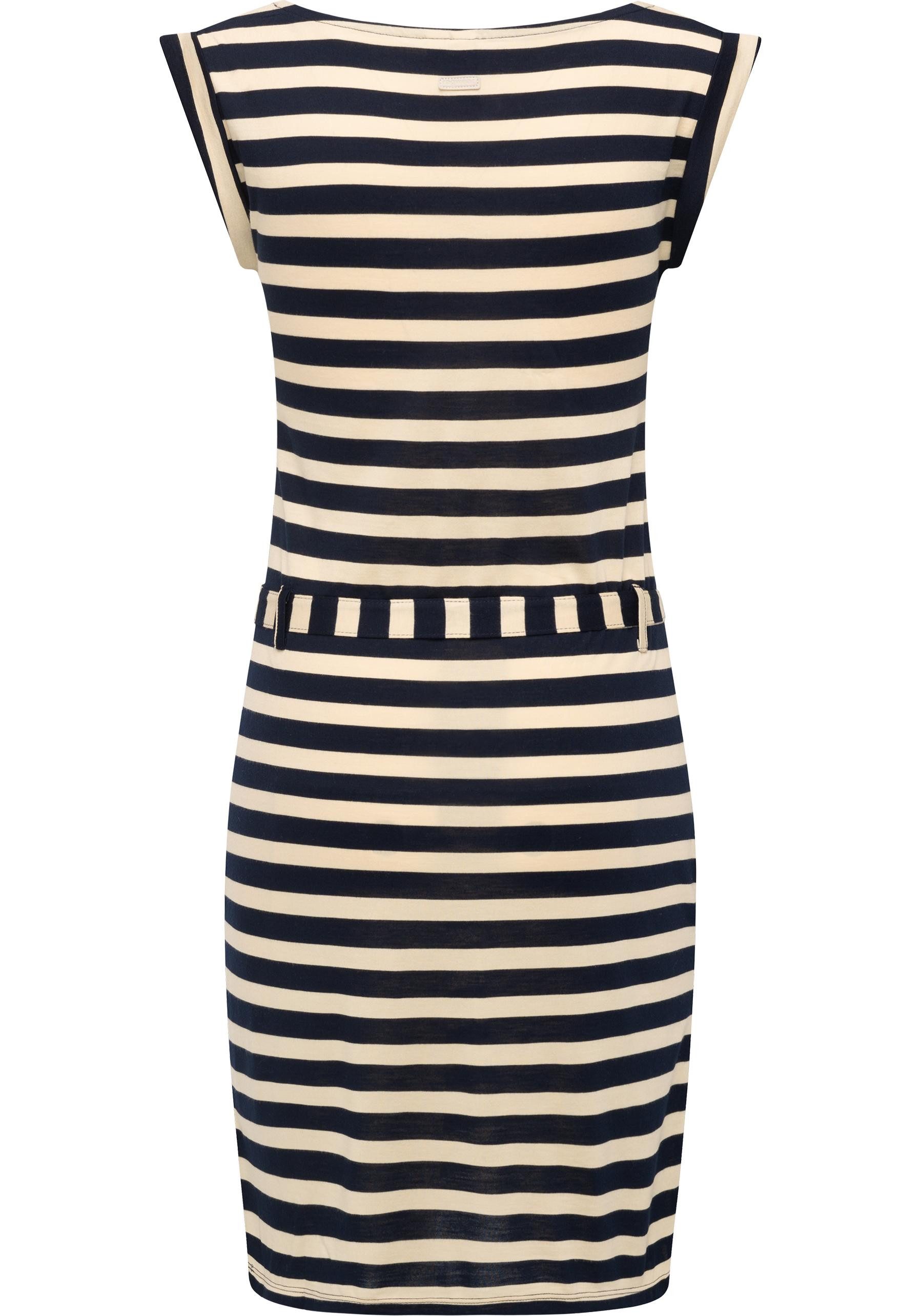 Ragwear Sommerkleid Tagg Stripes gestreiftes Damen Minikleid mit Taillenband und Taschen