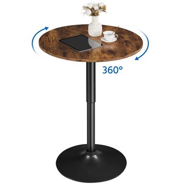 Yaheetech Bartisch, Runder Stehtisch Bistrotisch Ø 60cm höhenverstellbar