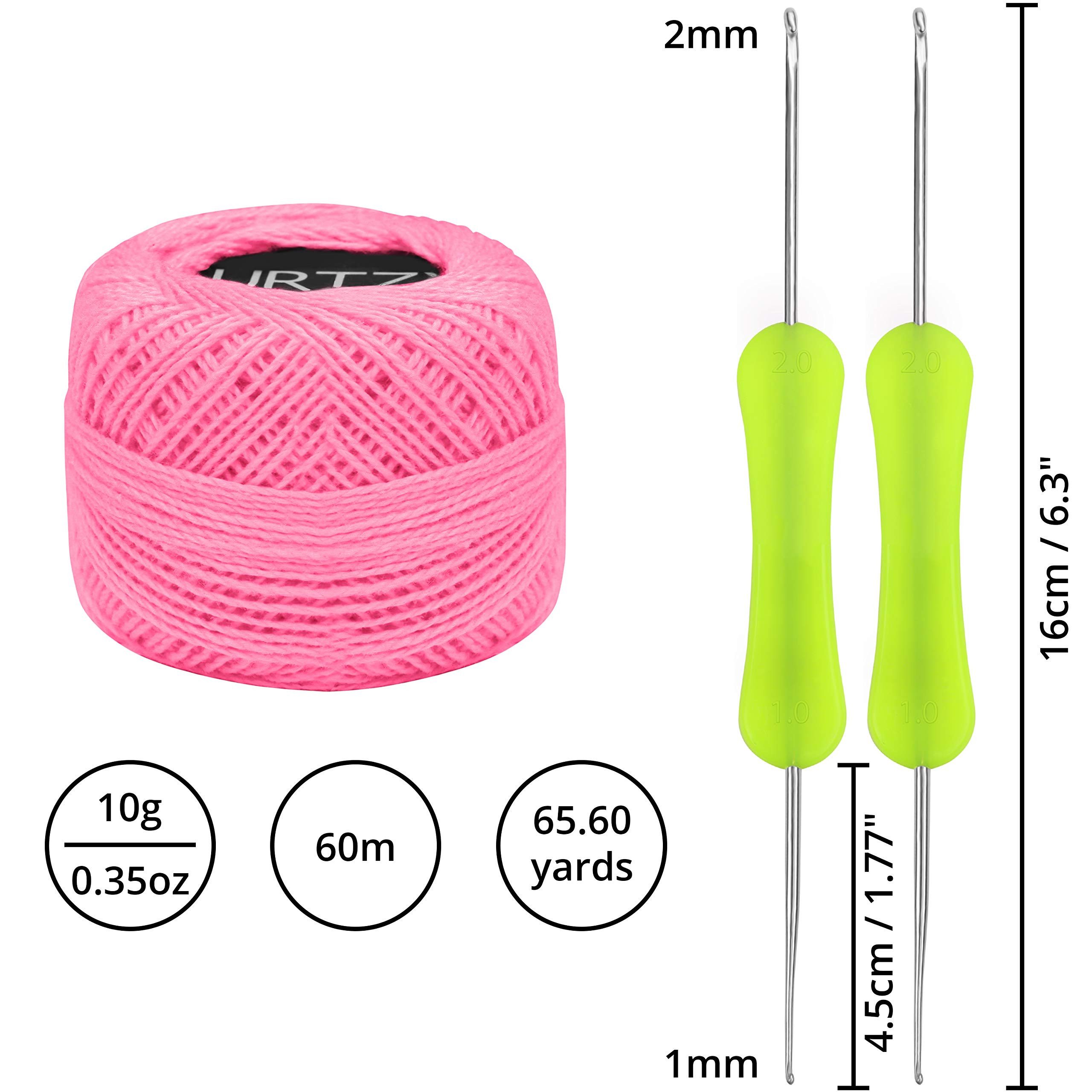 Thumbnail - Kurtzy Cotton Crochet Yarn Set (10 pcs) - 600m Bastelgarn, (10-St)