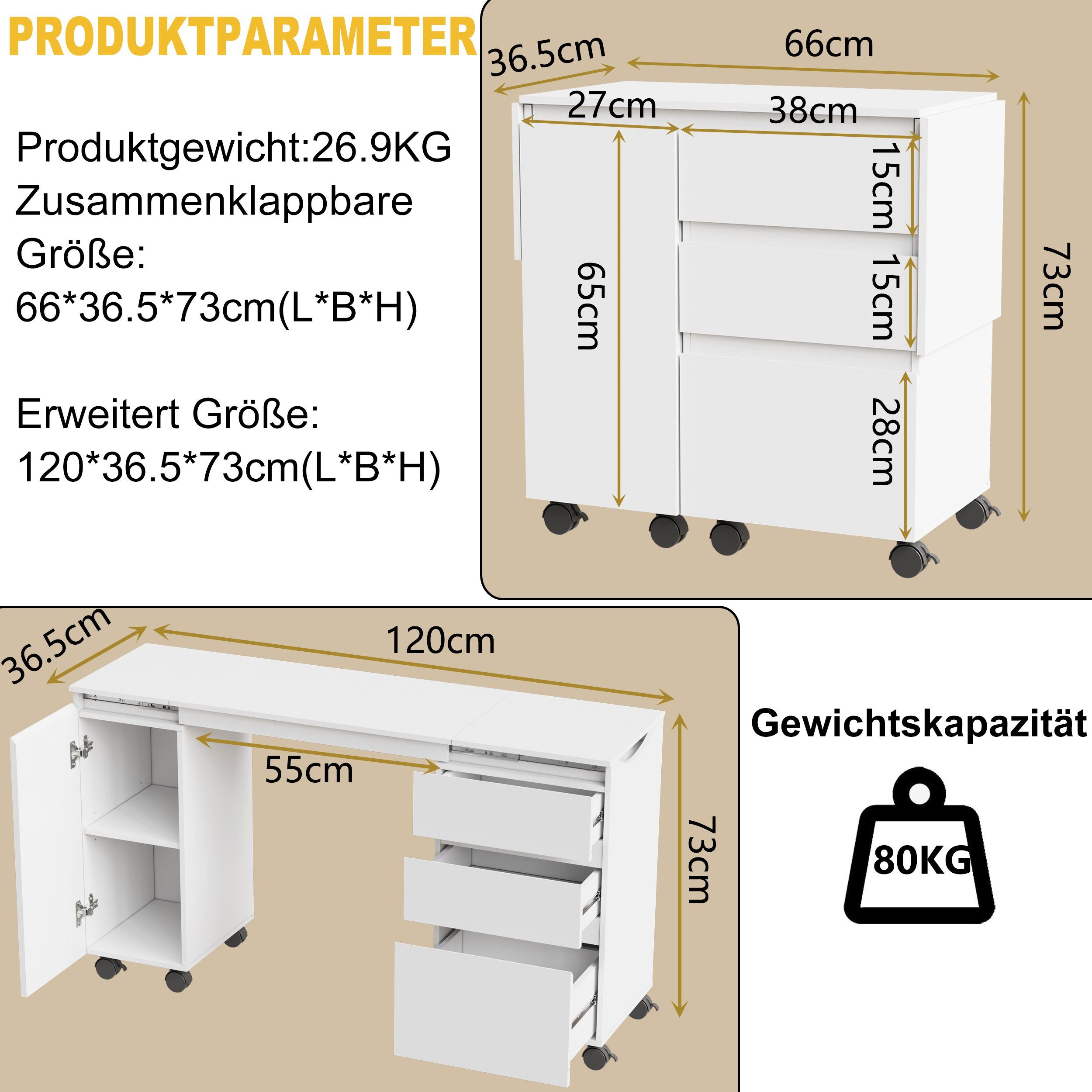 TWSOUL Schreibtisch Multifunktionaler Schreibtisch, ausziehbarer Schreibtis günstig online kaufen