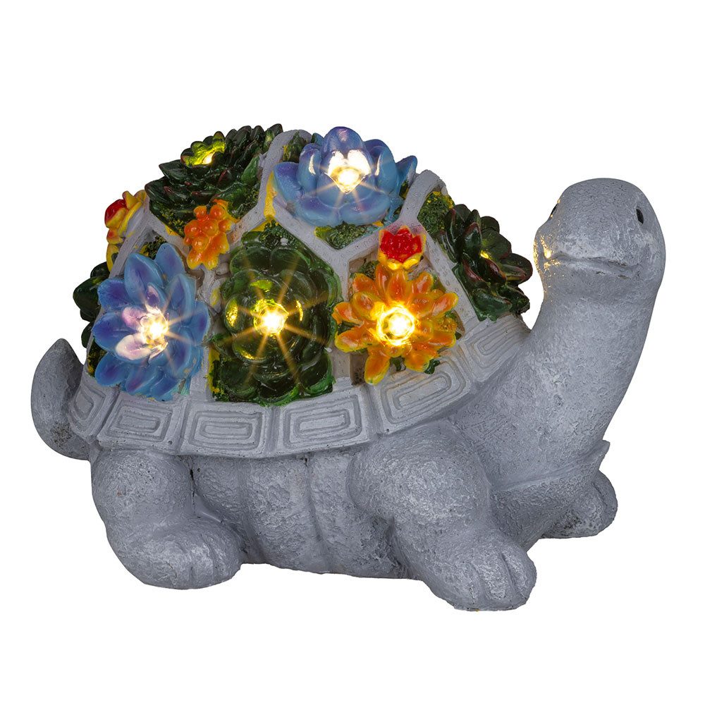 Haushalt International LED Dekofigur, LED-Leuchtmittel fest verbaut, Warmweiß, Solarleuchte LED Figur Schildkröte Gartendeko Außenleuchte Blumen