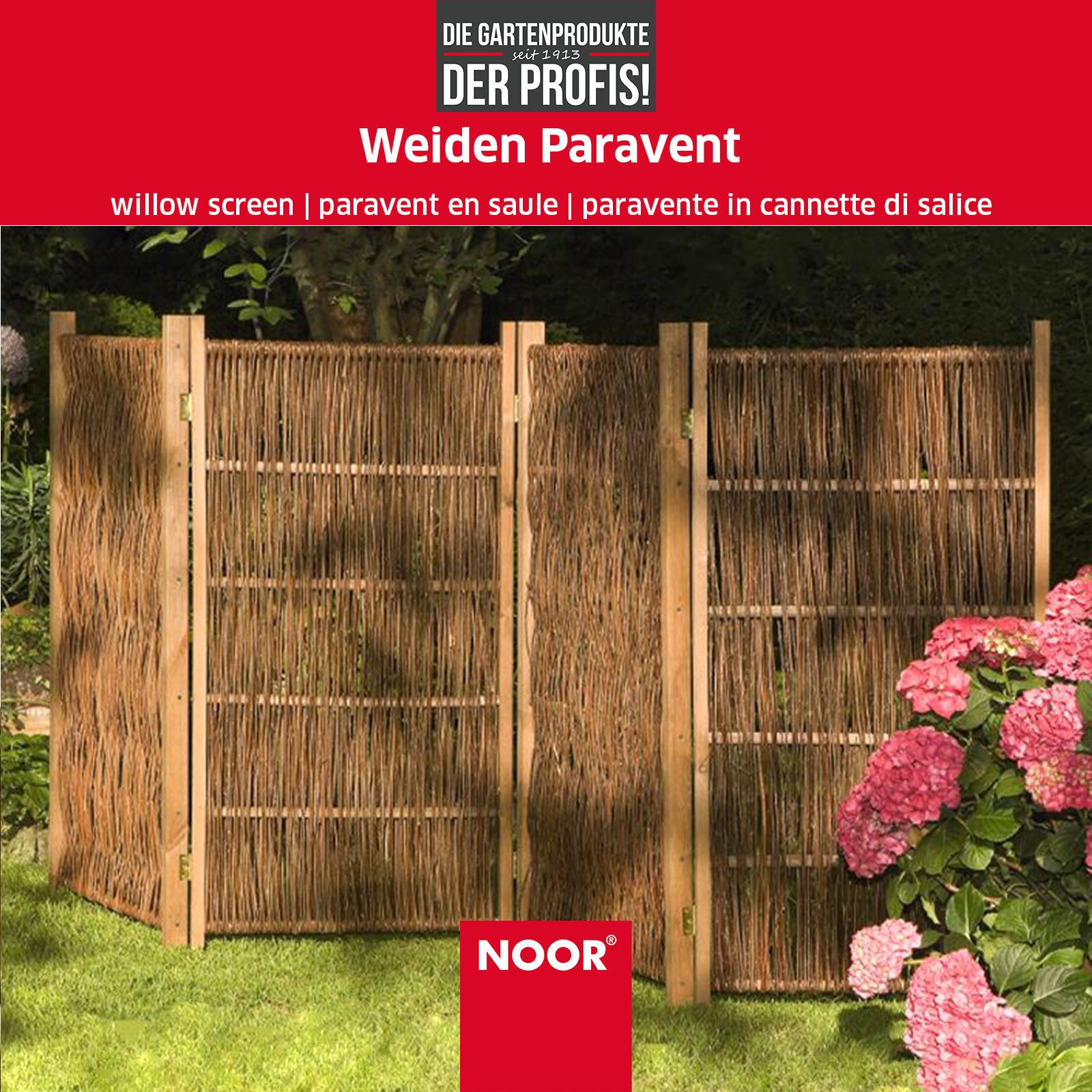 NOOR Paravent Weide - mehrteilig - klappbar - Sichtschutz-Module (4 St), aus Naturmaterialien - Sichtschutz für Garten, Terrasse und Balkon – Bild 2 von 4