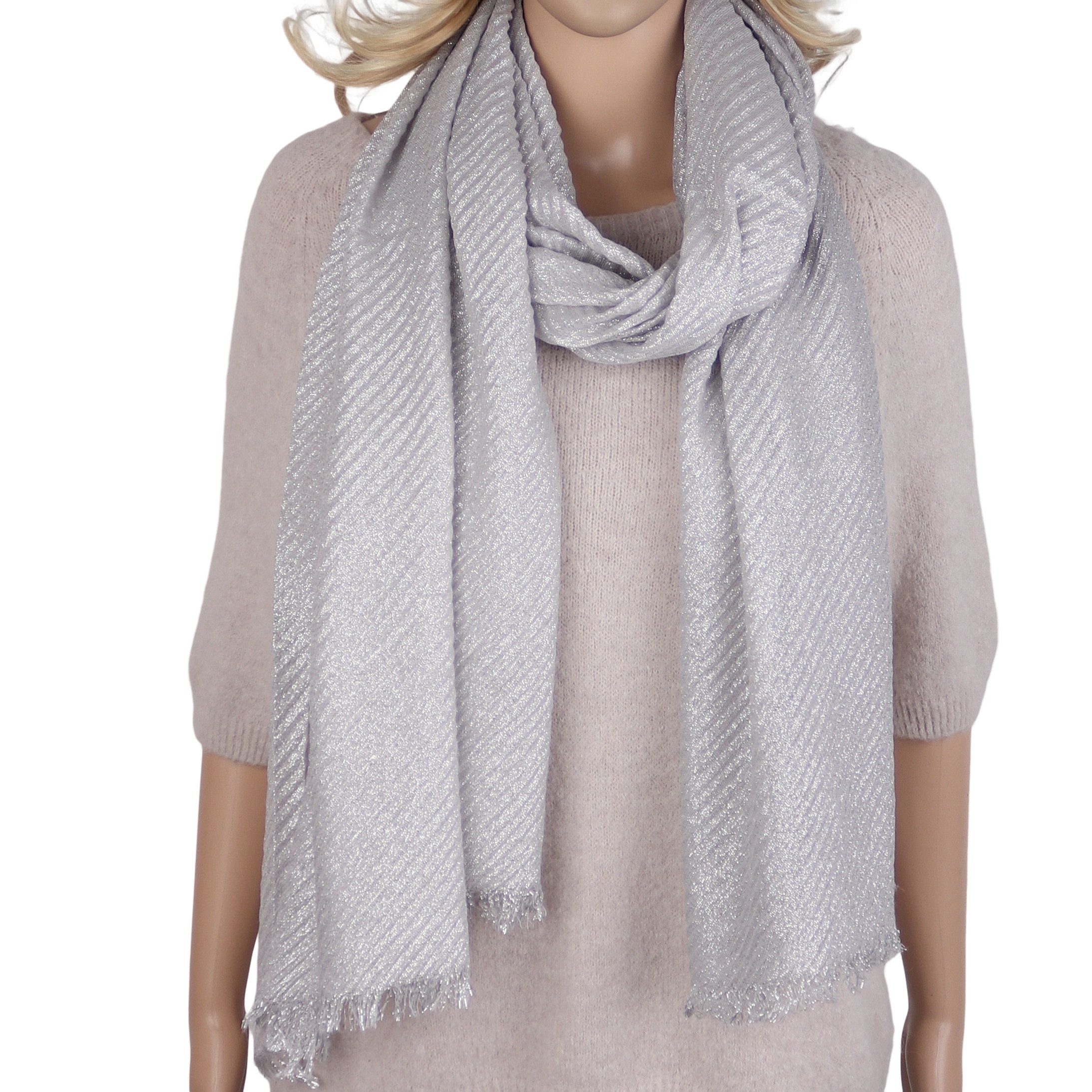 MIRROSI Modeschal Damen Schal 70x180 cm aus 100% Viskose – leichter Glitzerschal, weicher Ganzjahresschal
