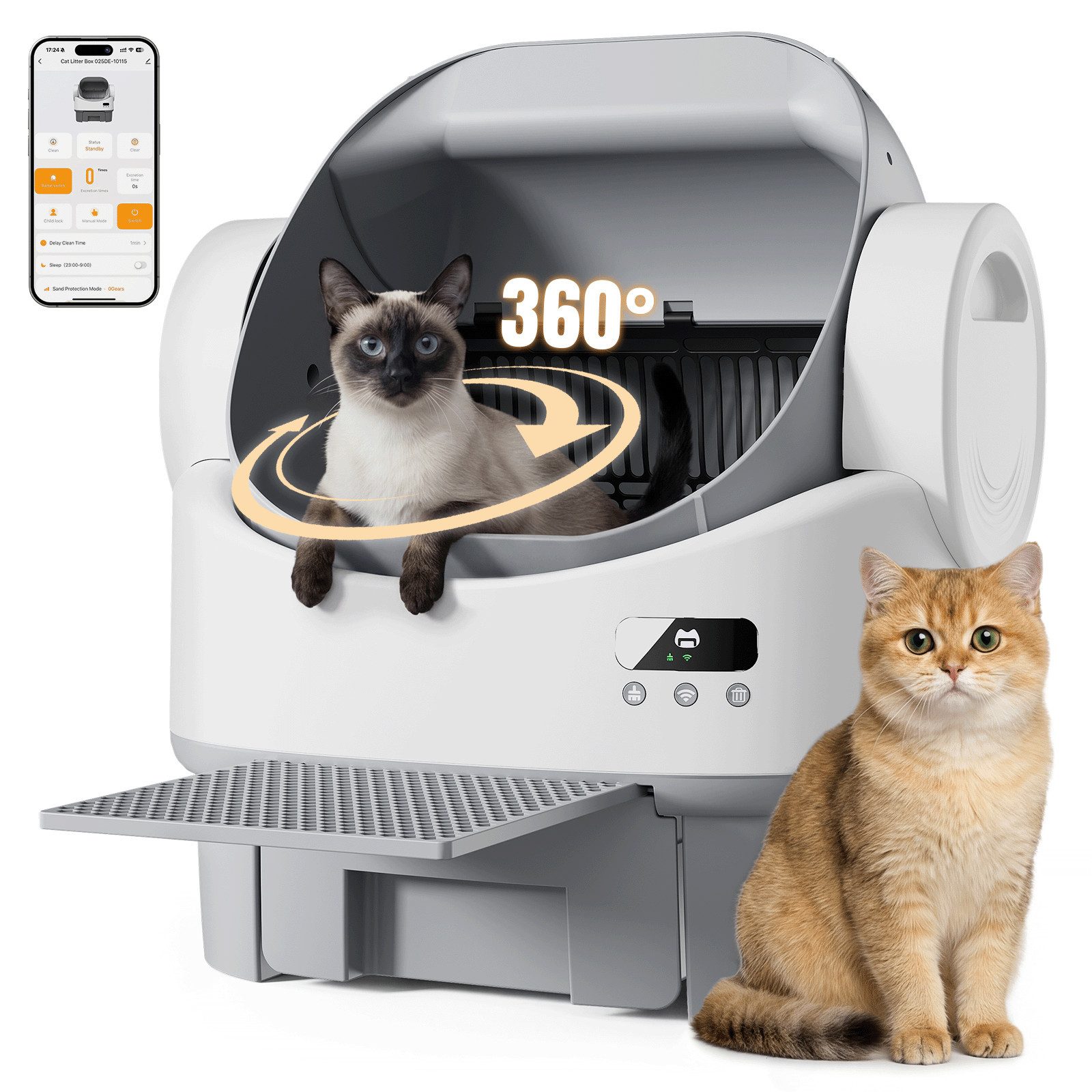 HOMALL Katzentoilette Offenes katzenklo selbstreinigend,17-fach Sensor-Sicherheitssystem, 11-faches Sicherheitssystem,App-Steuerung,12L Behälter,Duftsystem