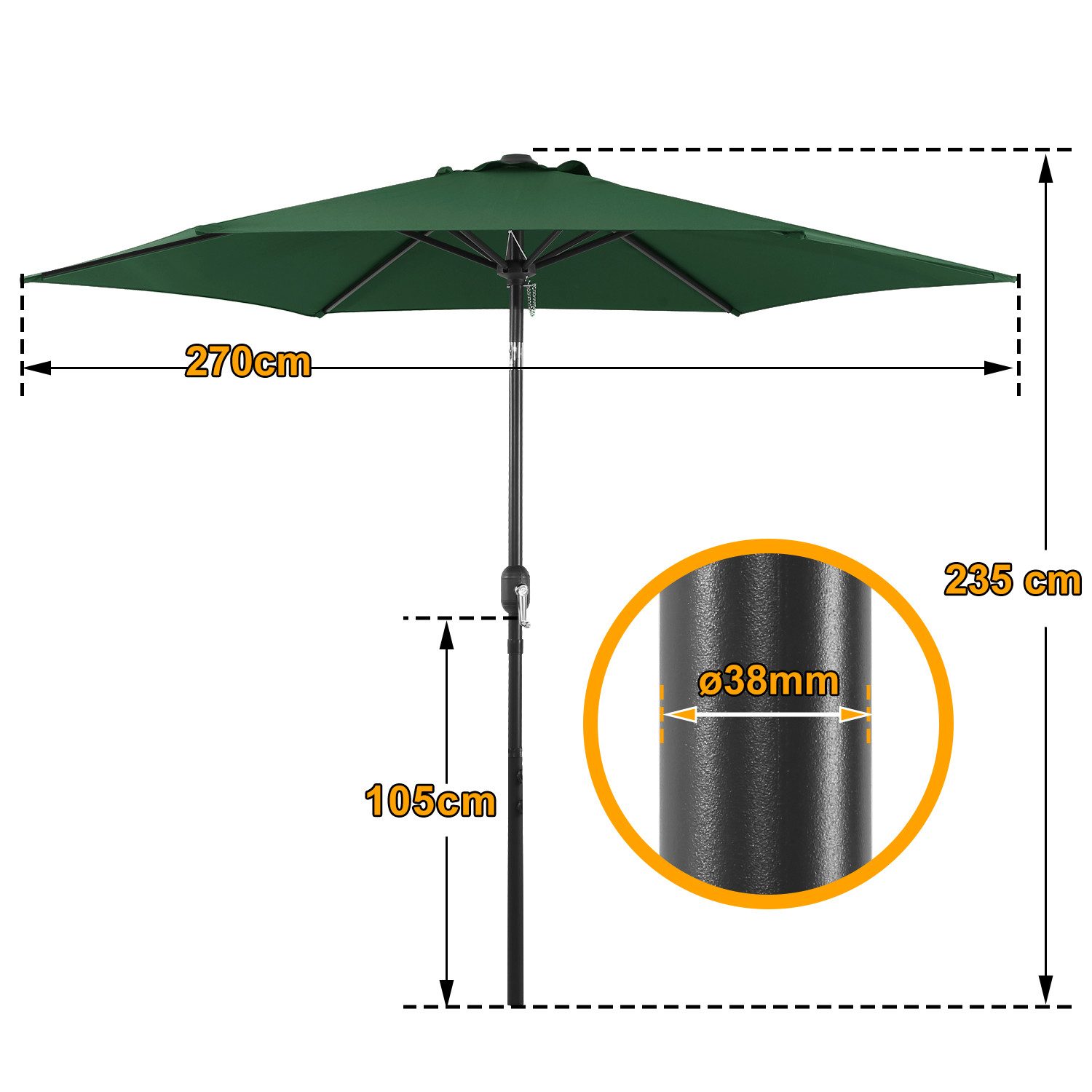 Clanmacy Sonnenschirm Ø 270 cm Strand günstig online kaufen