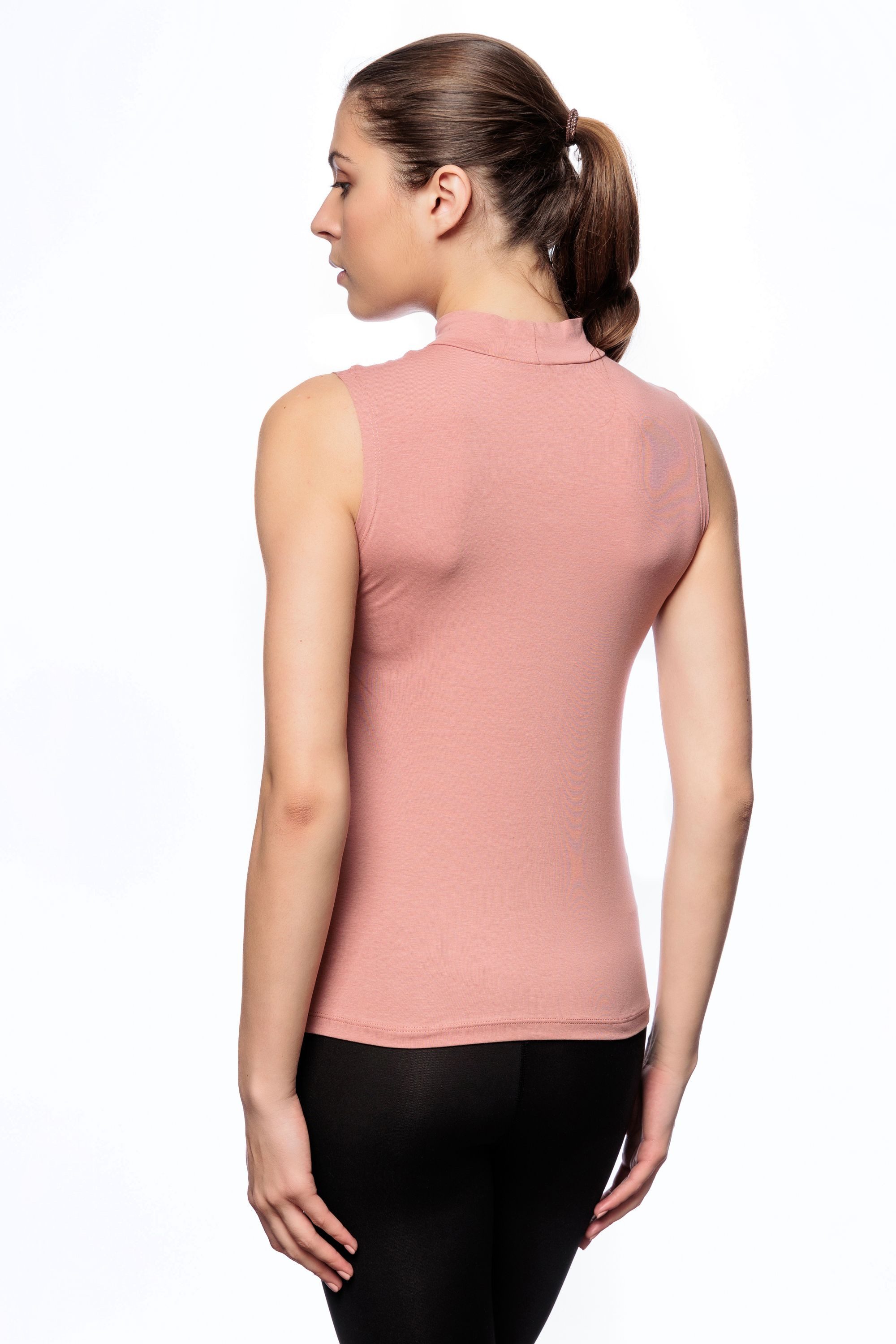Evoni T-Shirt Basic Shirt ärmellos Halbkragen Tank-Top – Bild 4 von 5