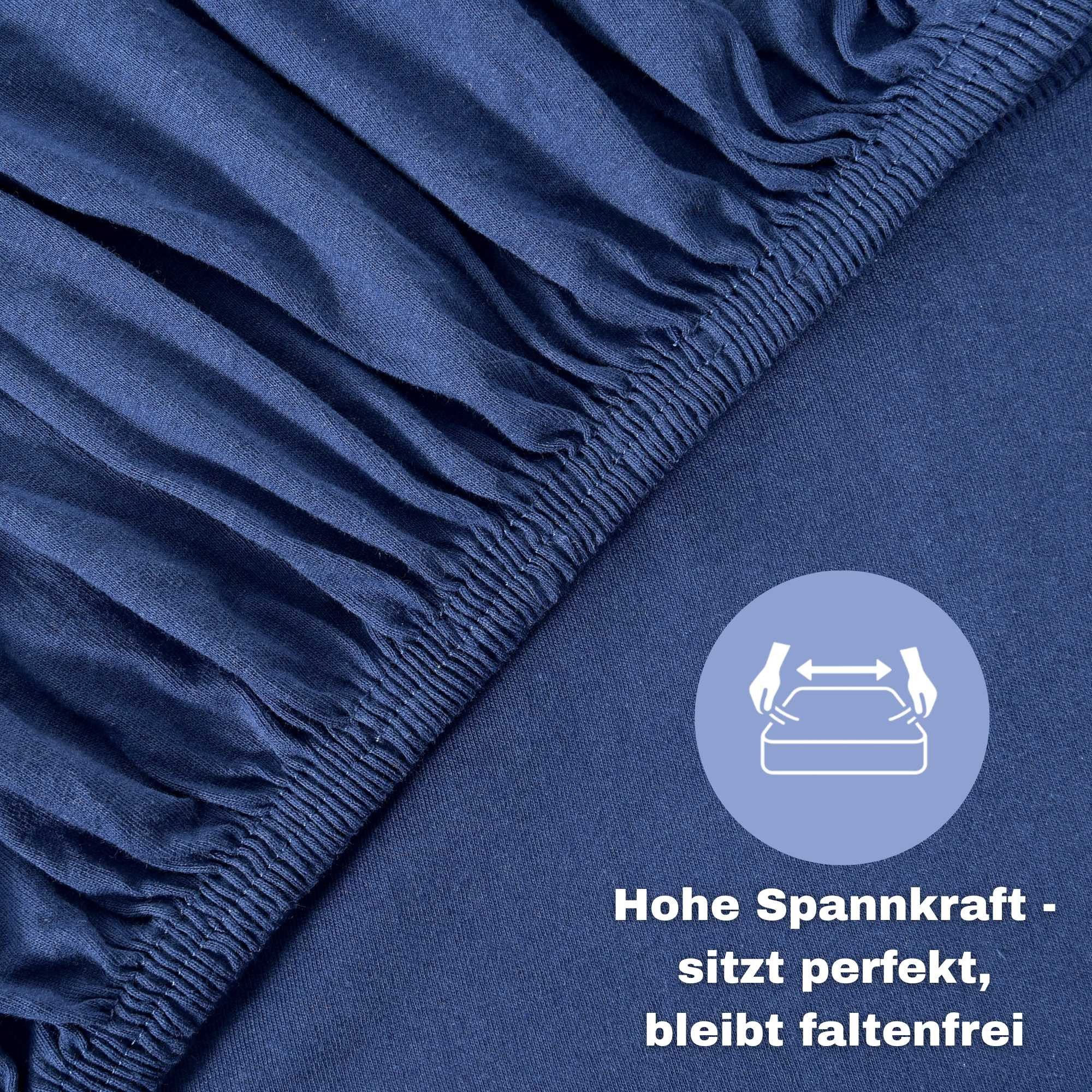 leevitex® Spannbettlaken Spannbettlaken Navyblau / Marine günstig online kaufen