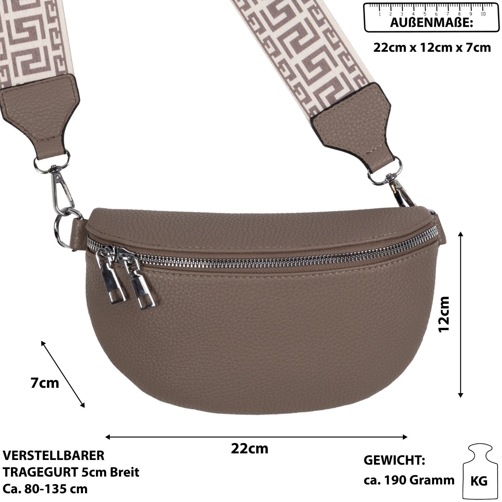 Gürteltasche EAAKIE Hüfttasche Schultertasche, Italy-De, Umhängetasche als CrossOver, EARTHY Bauchtasche Umhängetasche Kunstleder tragbar Crossbody-Bag