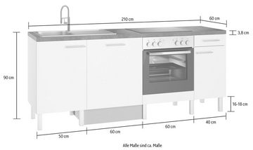 OPTIFIT Küche Lilly2, Breite 210 cm, wahlweise mit E-Geräten