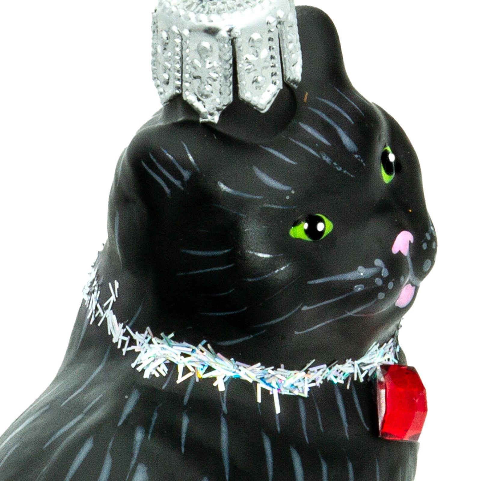 Line BS705 SIKORA Figur Christbaumschmuck Weihnachtsbaum - schwarz Kristall mit Premium Katze Glas Anhänger