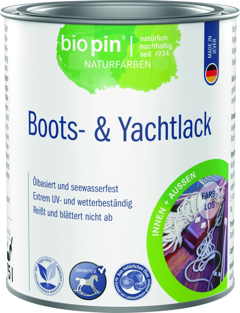 Bio Pin Holzöl Biopin Naturfarben Bootslack 750 ml farblos
