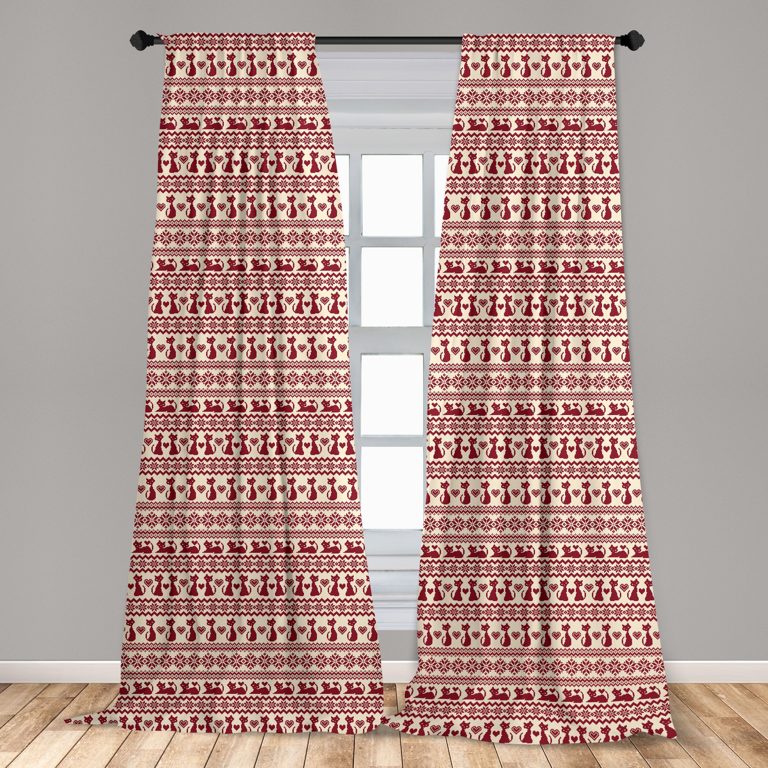 Dekor, Schlafzimmer Wohnzimmer Abakuhaus, Vorhang für Katzen-Muster-Pixel-Kunst Gardine Microfaser, nordisch