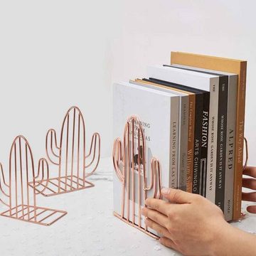LENBEST Buchstütze Buchstütze Paar Buchstützen aus Metall, einzigartiger Stil, Kaktusmuster-Design