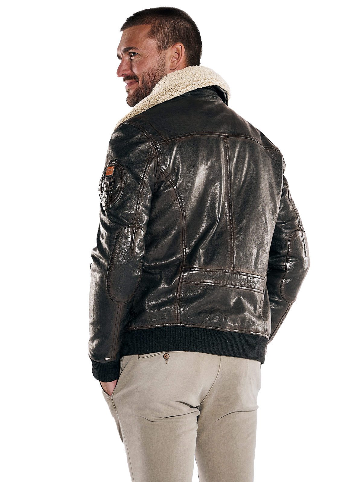 emilio adani Lederjacke emilio adani Herren Lederjacke slim fit, Dunkelbrau günstig online kaufen