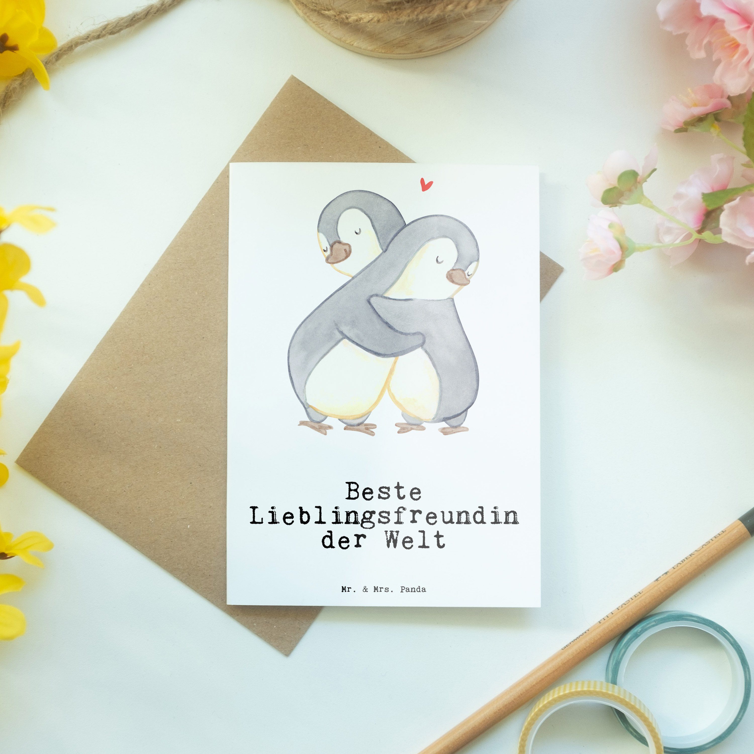 Lieblingsfreundin & Welt Weiß Grußkarte - Mrs. Geschenk, Pinguin Panda - der Beste Mr. Glückwuns