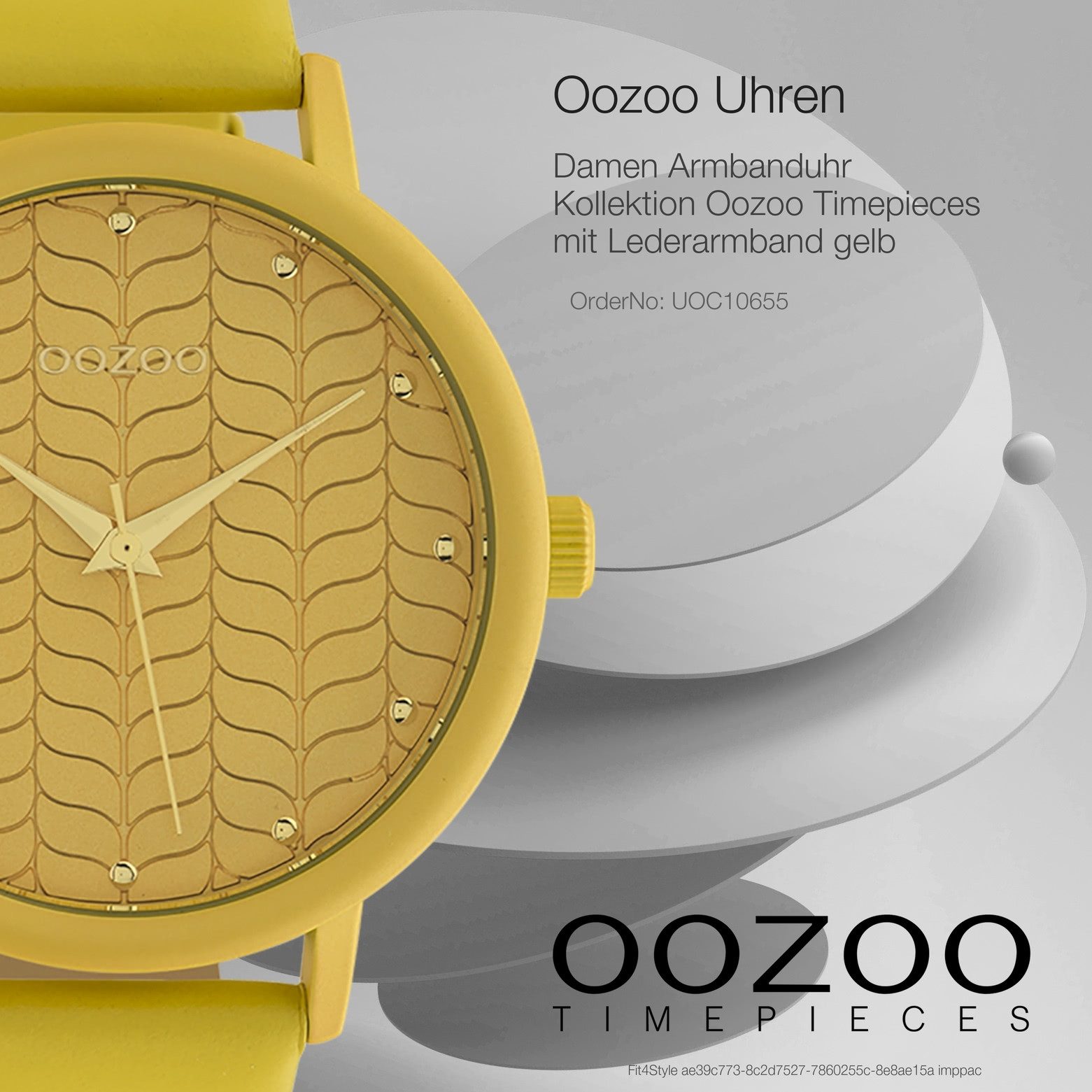 OOZOO Quarzuhr Oozoo Damen Armbanduhr Timepieces Analog, (Analoguhr), Damenuhr rund, groß (ca. 45mm) Lederarmband gelb