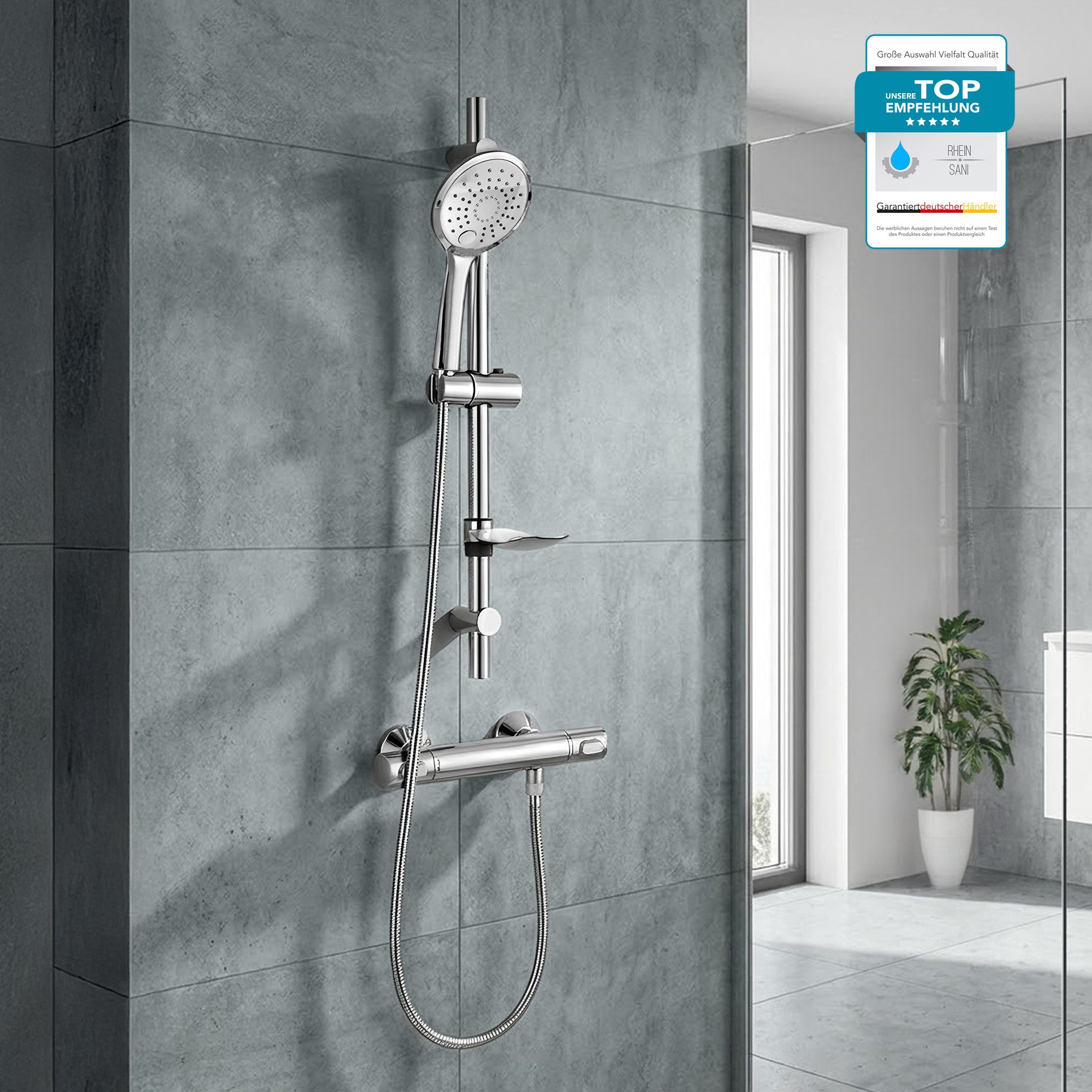 Grohe Duscharmatur Precision Flow mit Thermostat, Duschstange, Handbrause & günstig online kaufen